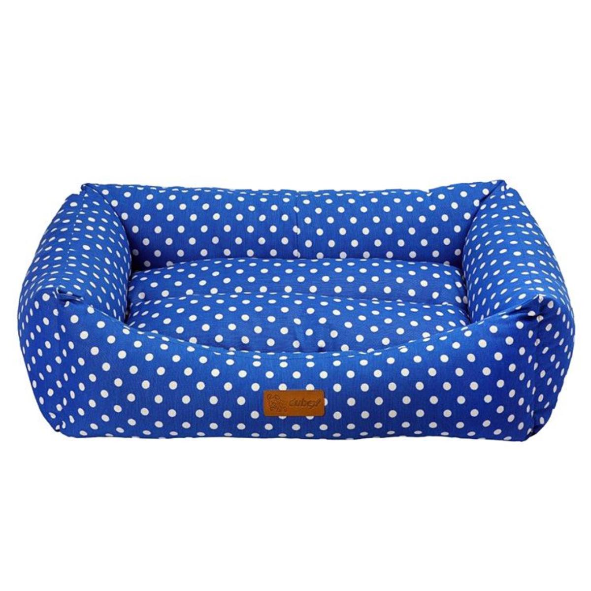 4DOG Deluxe Makarons, pat dreptunghiular câini, bumbac, impermeabil, albastru, XS-S(50x38x19cm) - poza 1
