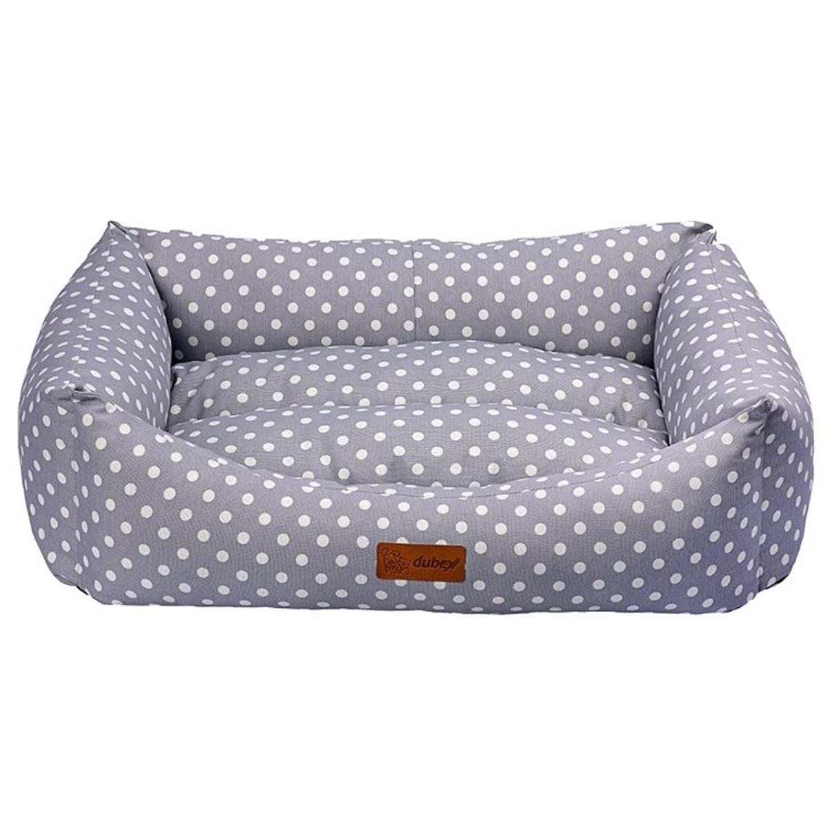 4DOG Deluxe Makarons, pat dreptunghiular câini, bumbac, impermeabil, gri, S-M(62x44x22cm) - poza 2