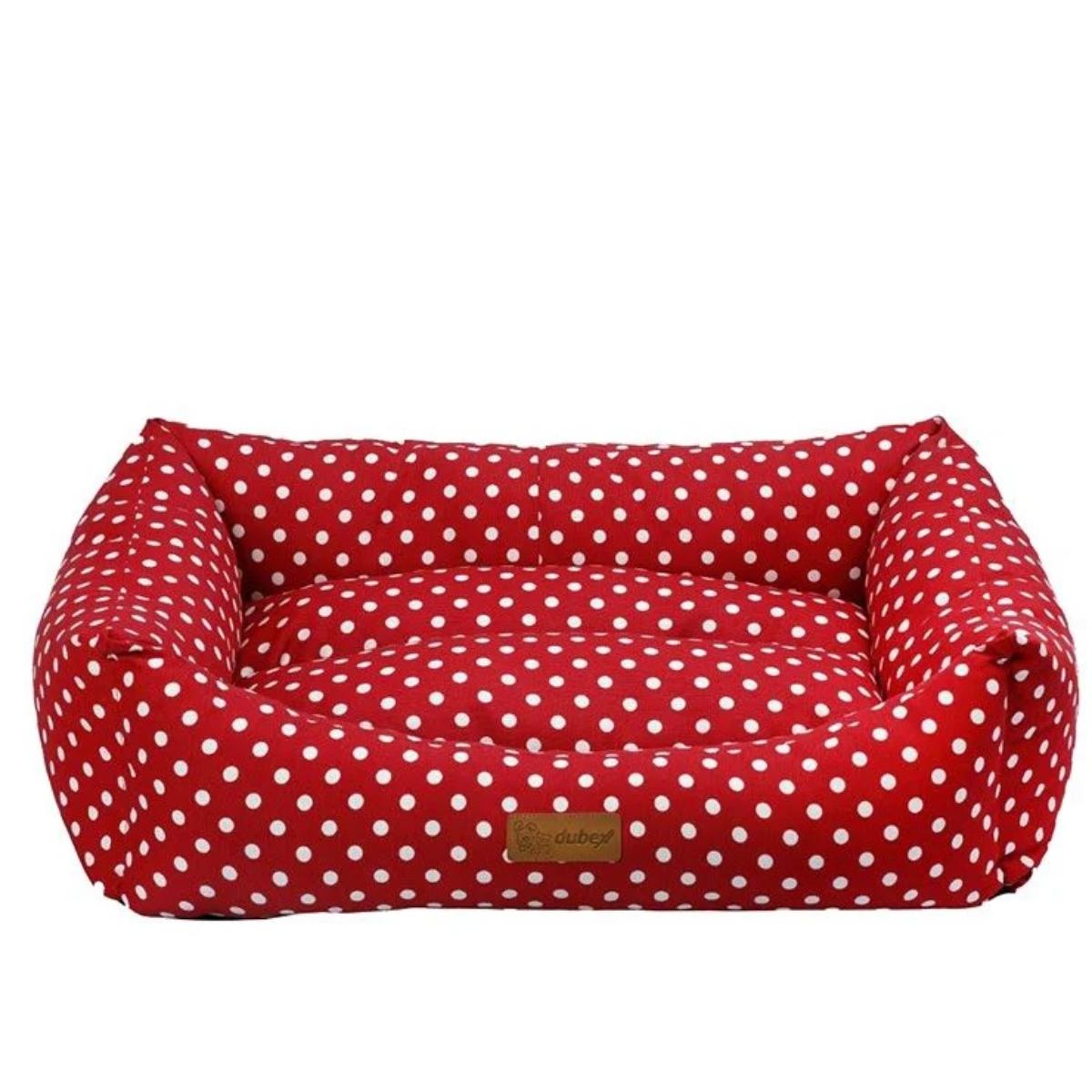 4DOG Deluxe Makarons, pat dreptunghiular câini, bumbac, impermeabil, roșu, XS-S(50x38x19cm) - poza 1