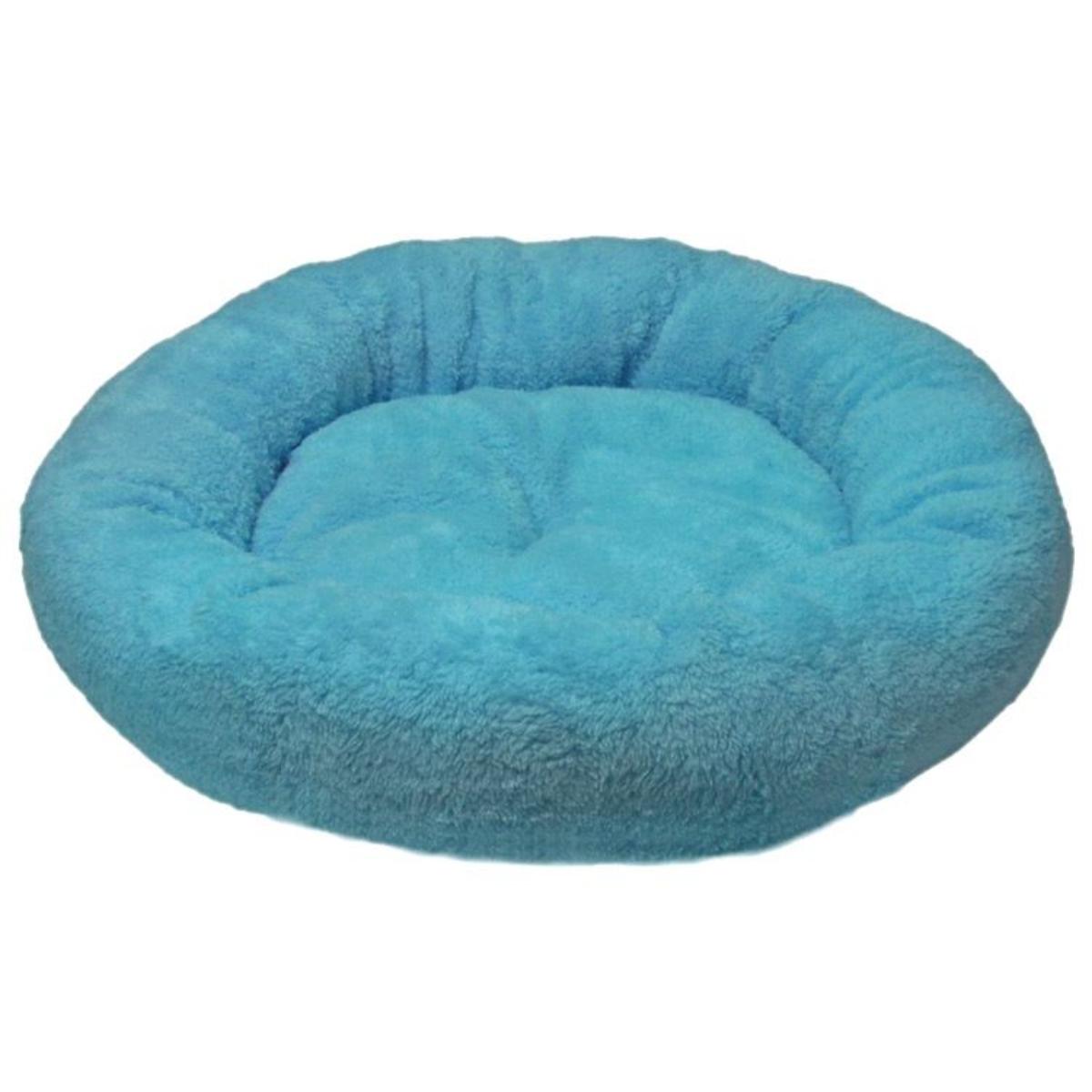 4DOG Deluxe, pat rotund câini, pluș, albastru, XS-S(⌀52x9cm) - poza 1