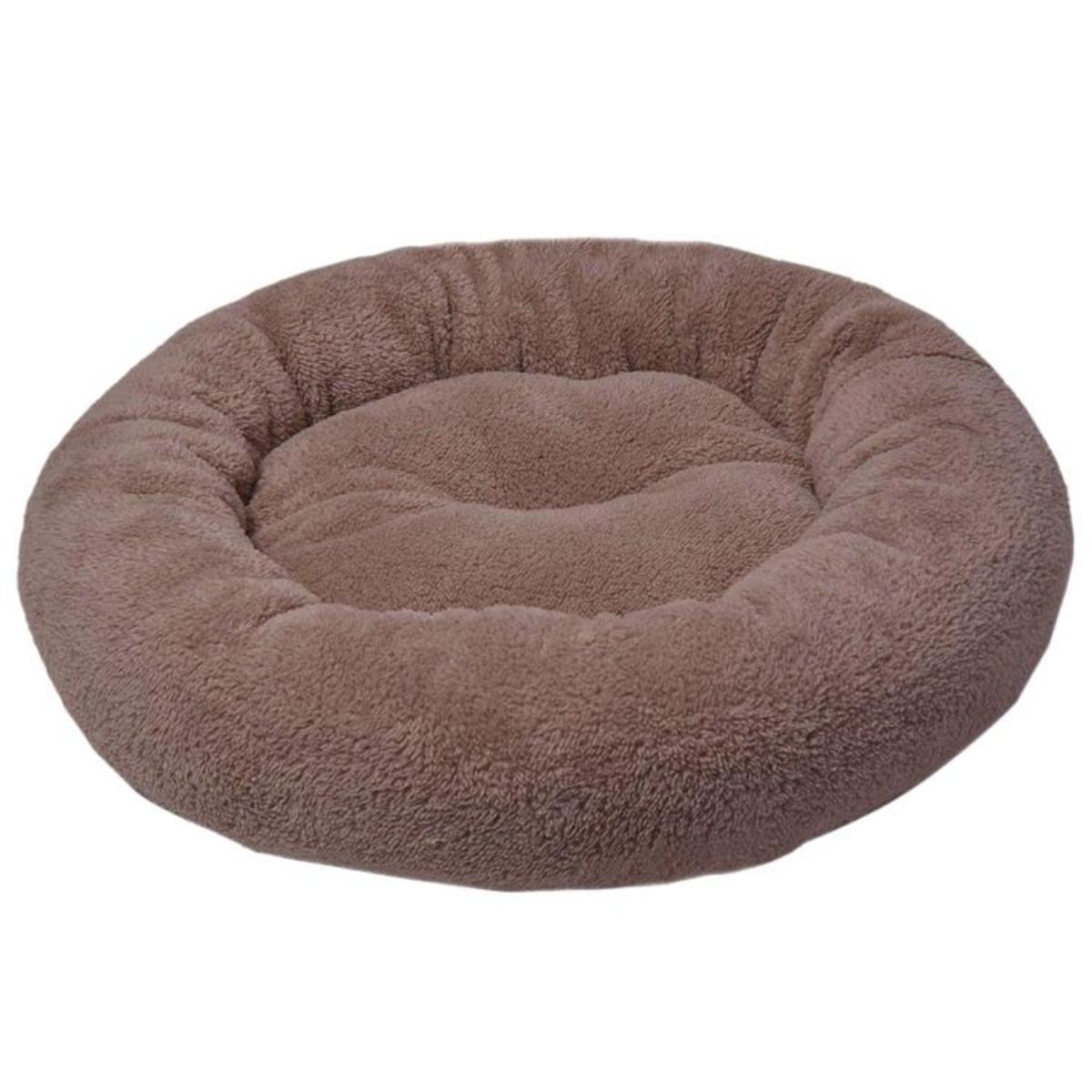 4DOG Deluxe, pat rotund câini, pluș, bej, XS-S(⌀52x9cm) - poza 1
