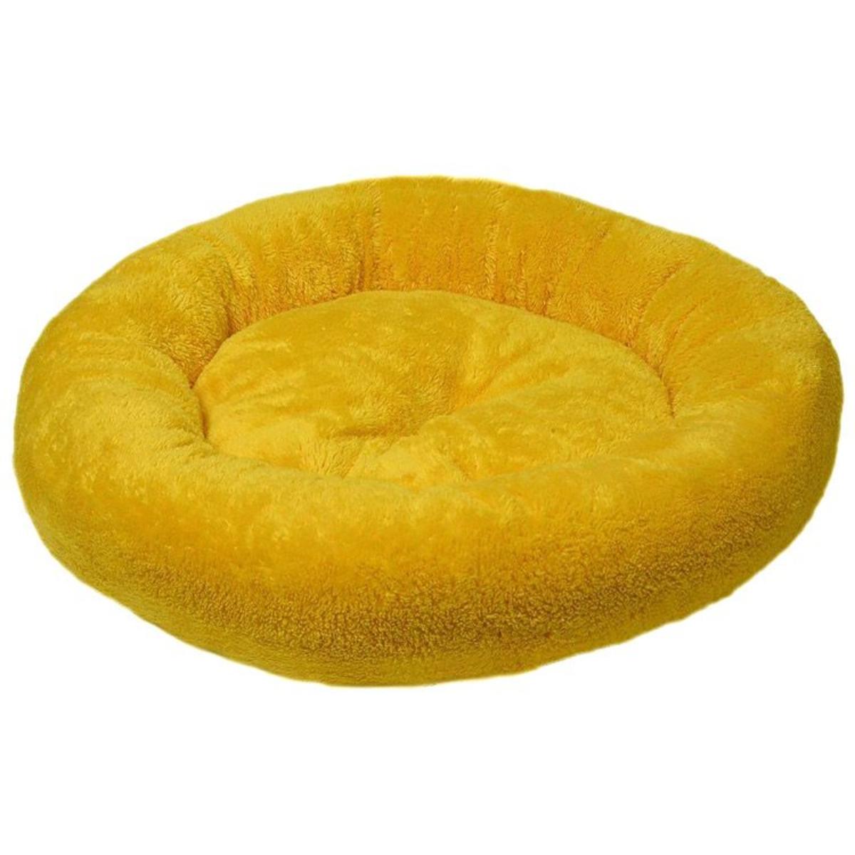 4DOG Deluxe, pat rotund câini, pluș, galben, XS-S(⌀52x9cm) - poza 1