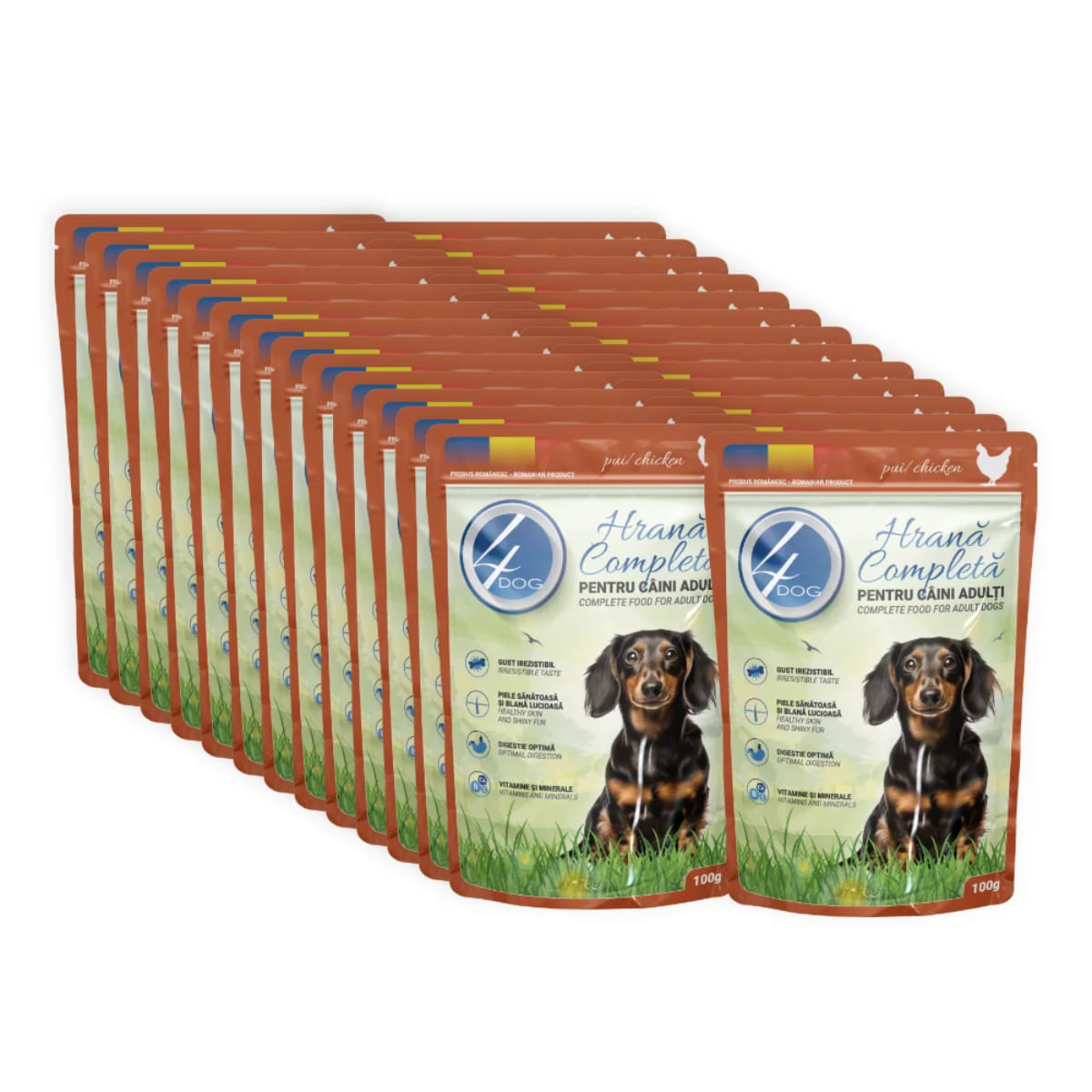 4DOG, XS-XL, Pui, plic hrană umedă câini, (în sos), bax, 100g x 24buc - poza 2