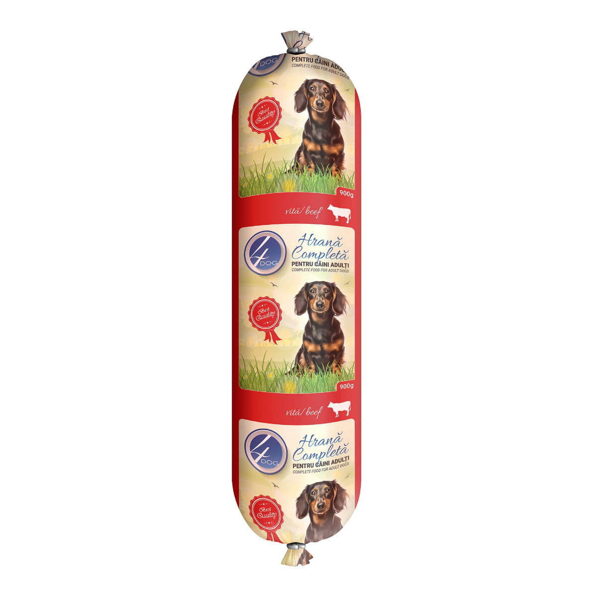 4DOG, XS-XL, Vită, salam hrană umedă câini, 900g - poza 2