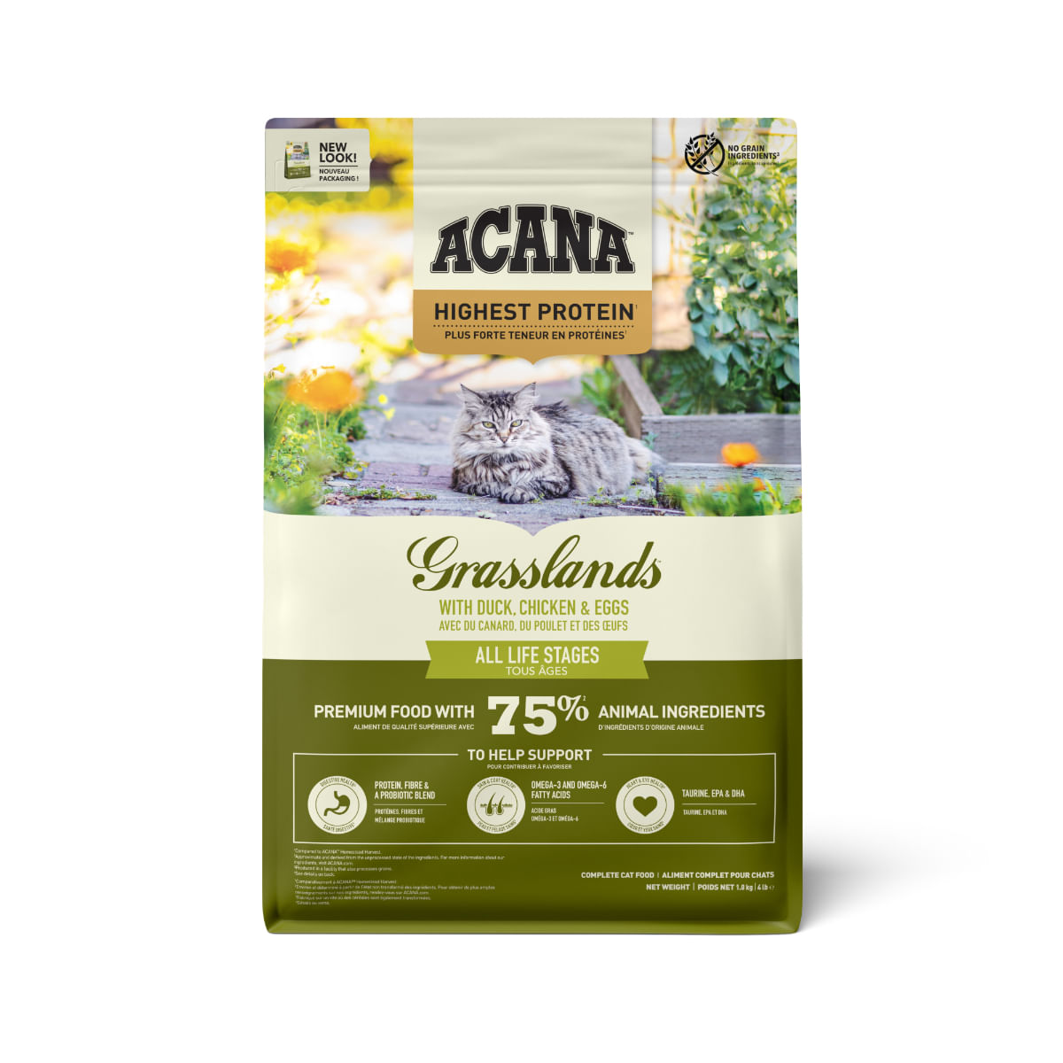 ACANA Highest Protein Grasslands, Rață și Pui, hrană uscată fără cereale pisici, 1.8kg - poza 2