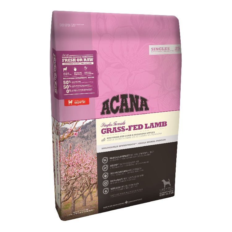ACANA Singles Grass-Fed Lamb, Miel și Mere, hrană uscată monoproteică fără cereale câini 11.4kg