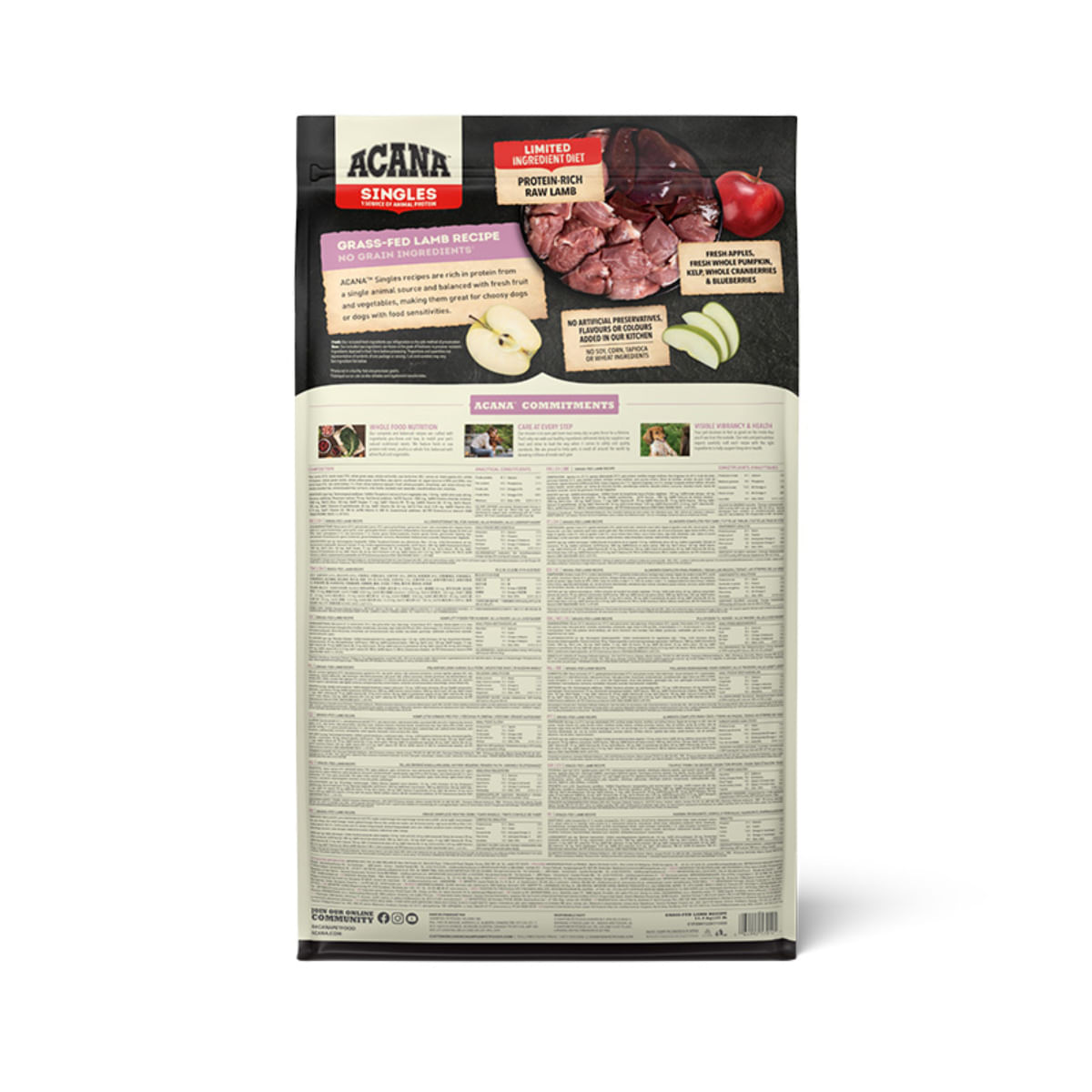 ACANA Singles Grass-Fed Lamb, Miel și Mere, hrană uscată monoproteică fără cereale câini, 11.4kg - poza 4
