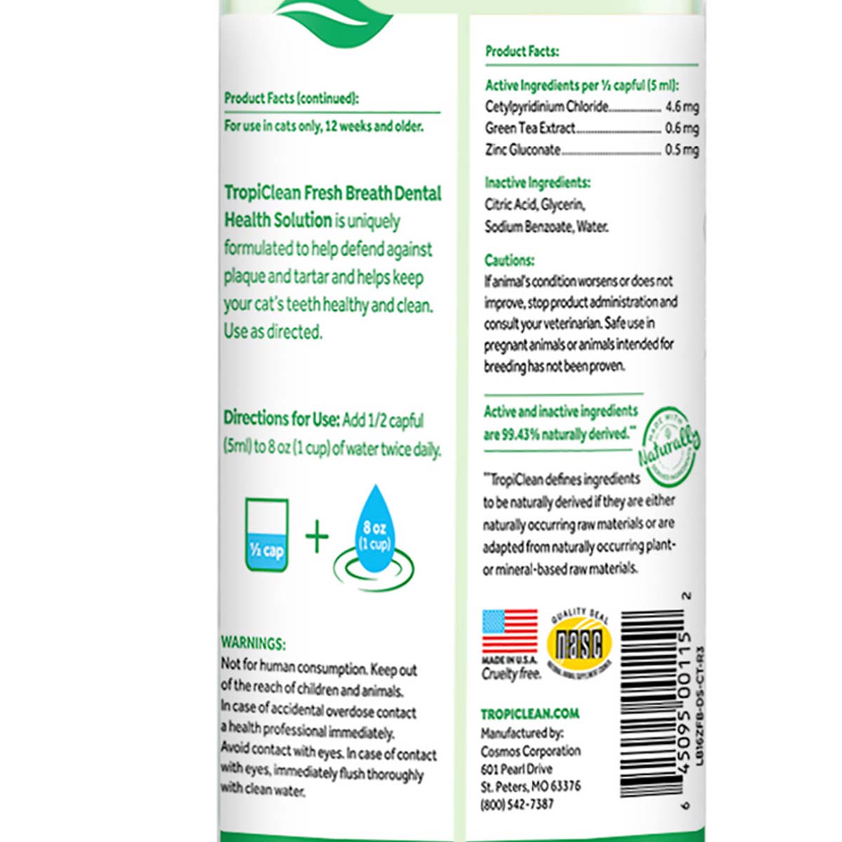 Aditiv Apa TropiClean Oral Care pentru Pisici, 473 ml - poza 2
