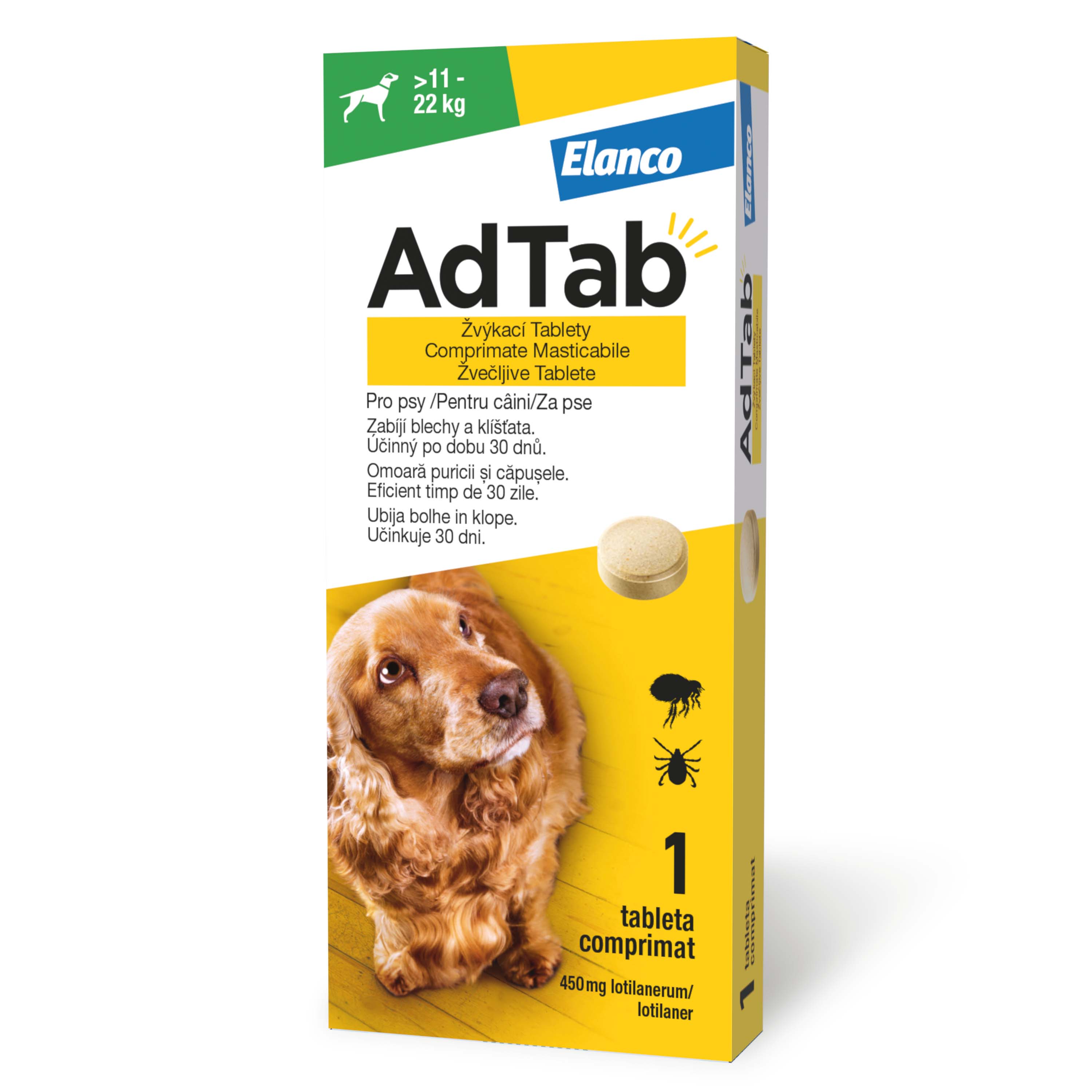 ADTAB, deparazitare externă câini, comprimate masticabile ADTAB, deparazitare externă câini, M(11 - 22kg), comprimate masticabile, 450mg x 1buc - poza 1