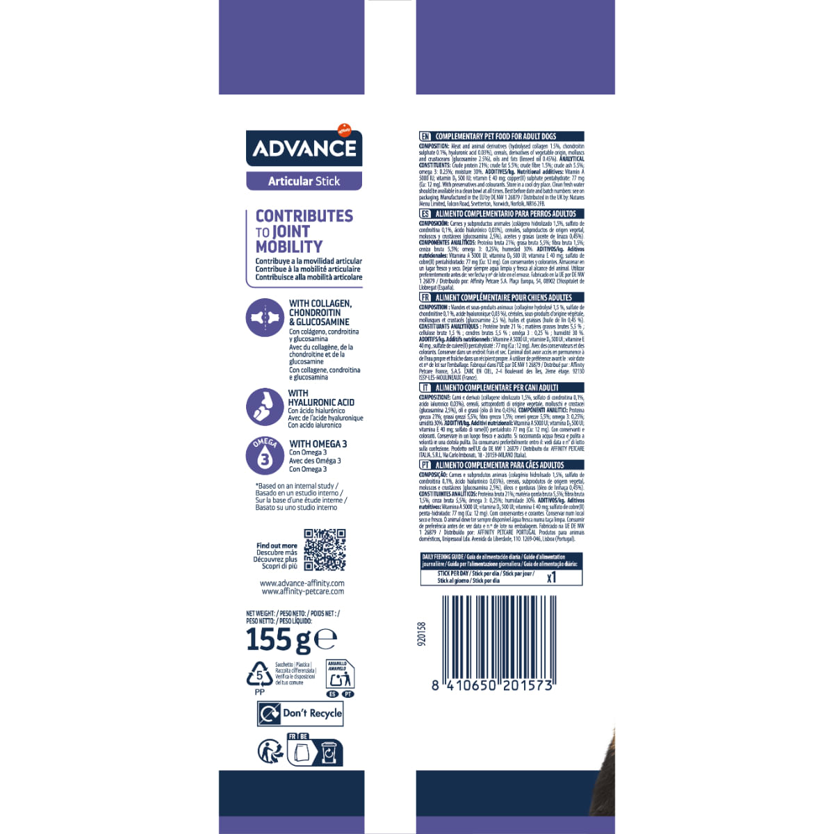 ADVANCE Articular Stick, M-XL, punguță recompense câini, sistem articular, 155g - poza 5