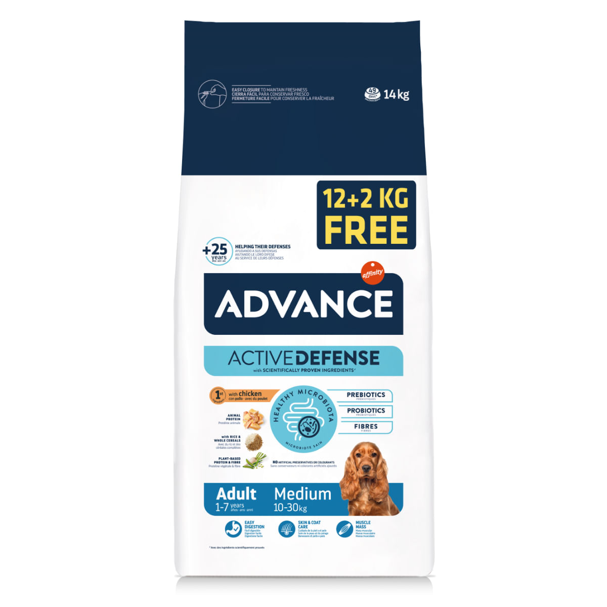 ADVANCE Dog Medium Adult, M, Pui, hrană uscată câini ADVANCE Adult Medium, M, Pui, hrană uscată câini, GRATUIT, 12 + 2KG - poza 1