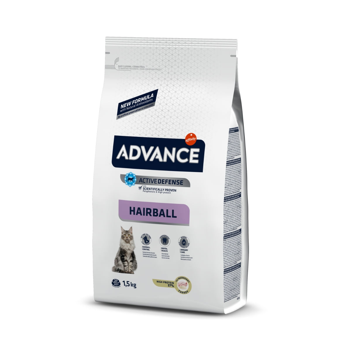 ADVANCE Hairball, Curcan, hrană uscată pisici, limitarea ghemurilor de blană,1.5kg - poza 1