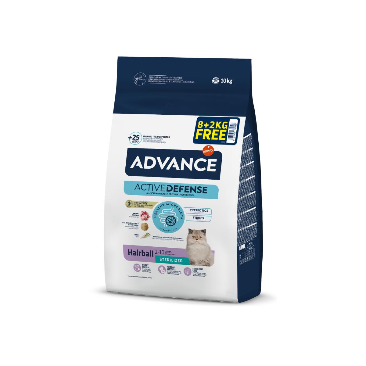 ADVANCE Hairball Sterilised, Curcan, hrană uscată pisici sterilizate, limitarea ghemurilor de blană, 8 + 2kg GRATUIT - poza 1