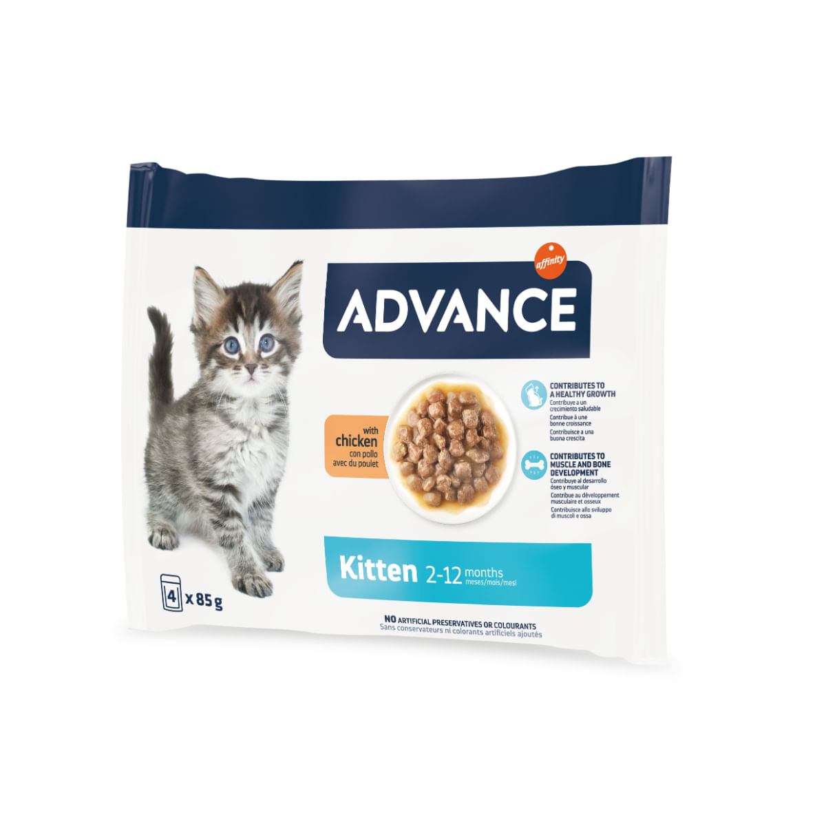 ADVANCE Kitten, Pui, plic hrană umedă pisici junior, (în sos), multipack, 85g x 4buc - poza 2