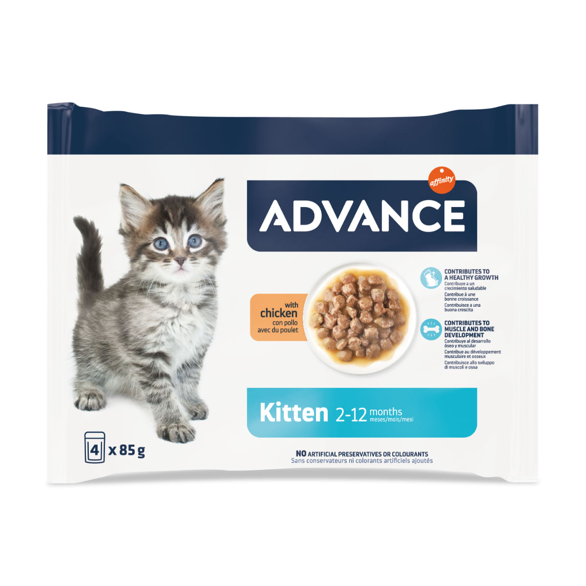 ADVANCE Kitten, Pui, plic hrană umedă pisici junior, (în sos), multipack, 85g x 4buc - poza 4
