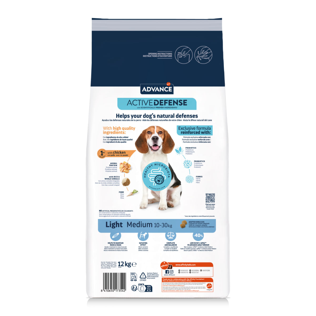 ADVANCE Light Medium, M, Pui, hrană uscată câini, obezitate, 12kg - poza 4