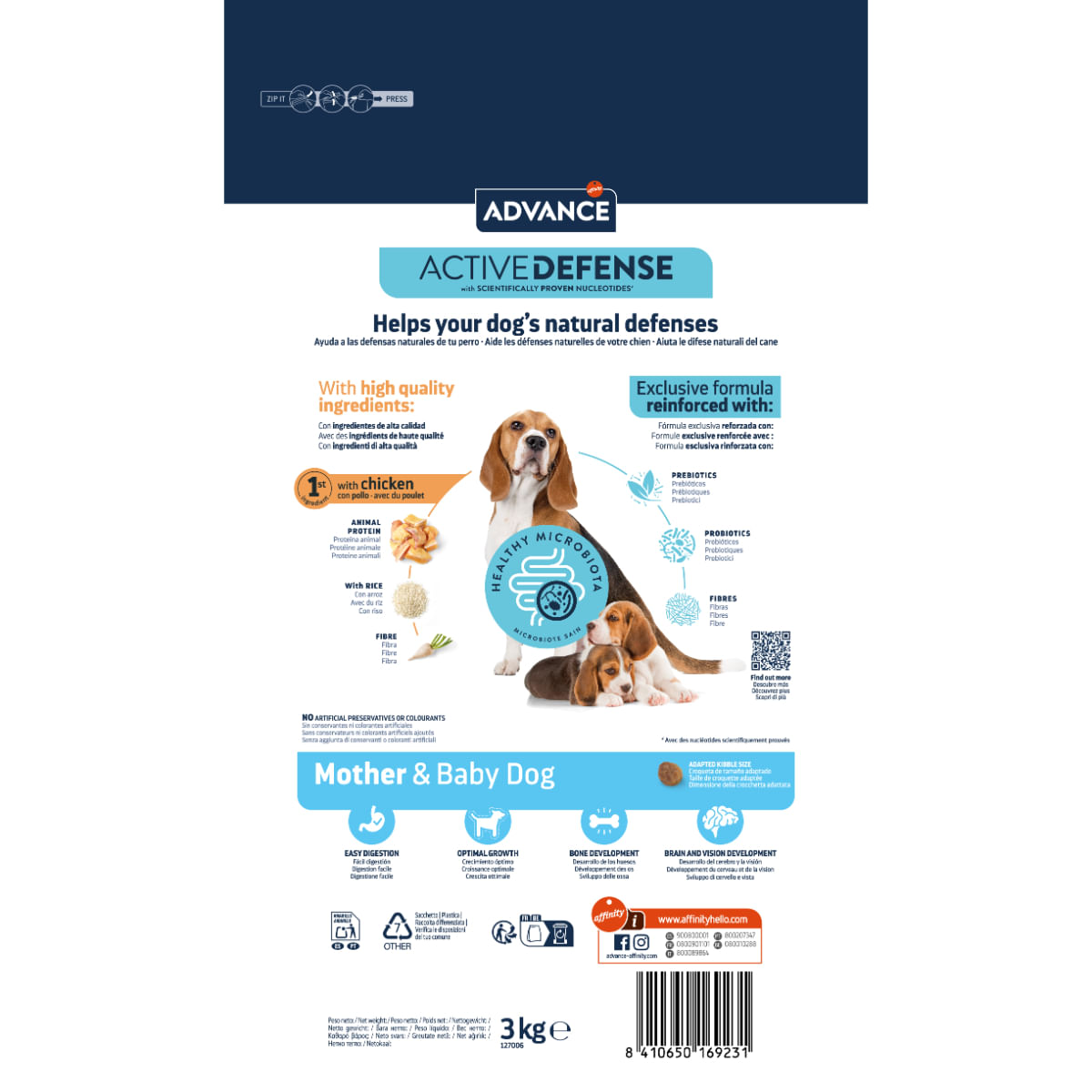 ADVANCE Mother & Baby Dog, XS-S, Pui, hrană uscată câini junior, 3kg - poza 5