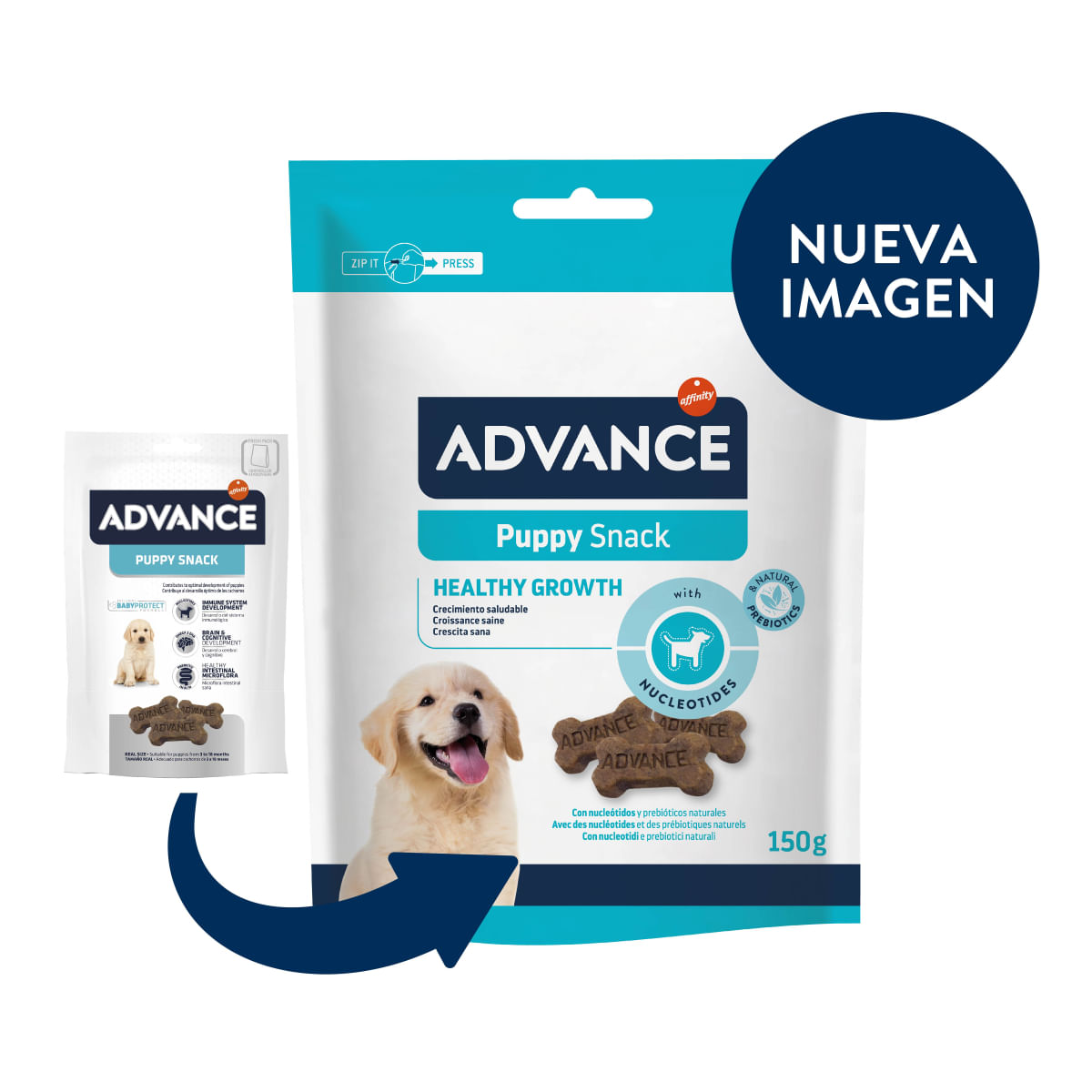 ADVANCE Puppy Snack, XS-XL, punguță recompense câini junior, 150g - poza 3