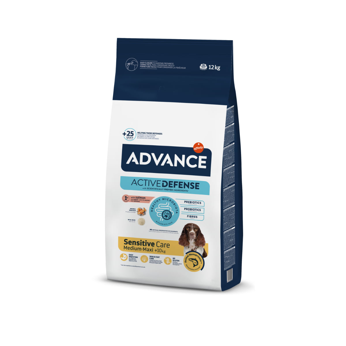 ADVANCE Sensitive Care Medium & Maxi, M-XL, Somon și Orez, hrană uscată câini, sistem digestiv, 12kg - poza 1