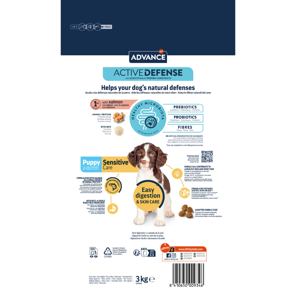 ADVANCE Sensitive Care Mini, XS-S, Somon, hrană uscată câini, sistem digestiv, 3kg - poza 3