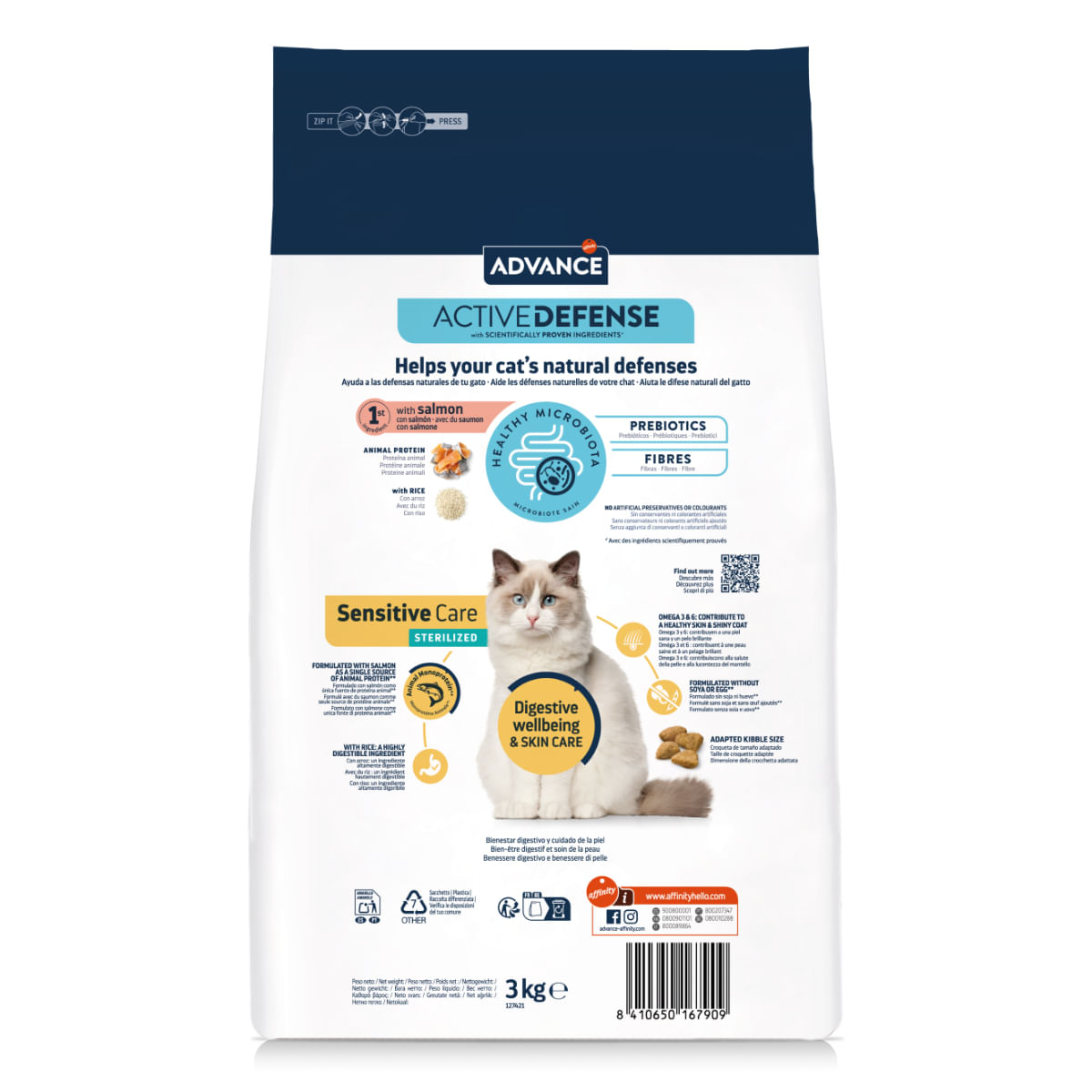 ADVANCE Sensitive Care, Somon, hrană uscată pisici, sistem digestiv, 3kg - poza 4