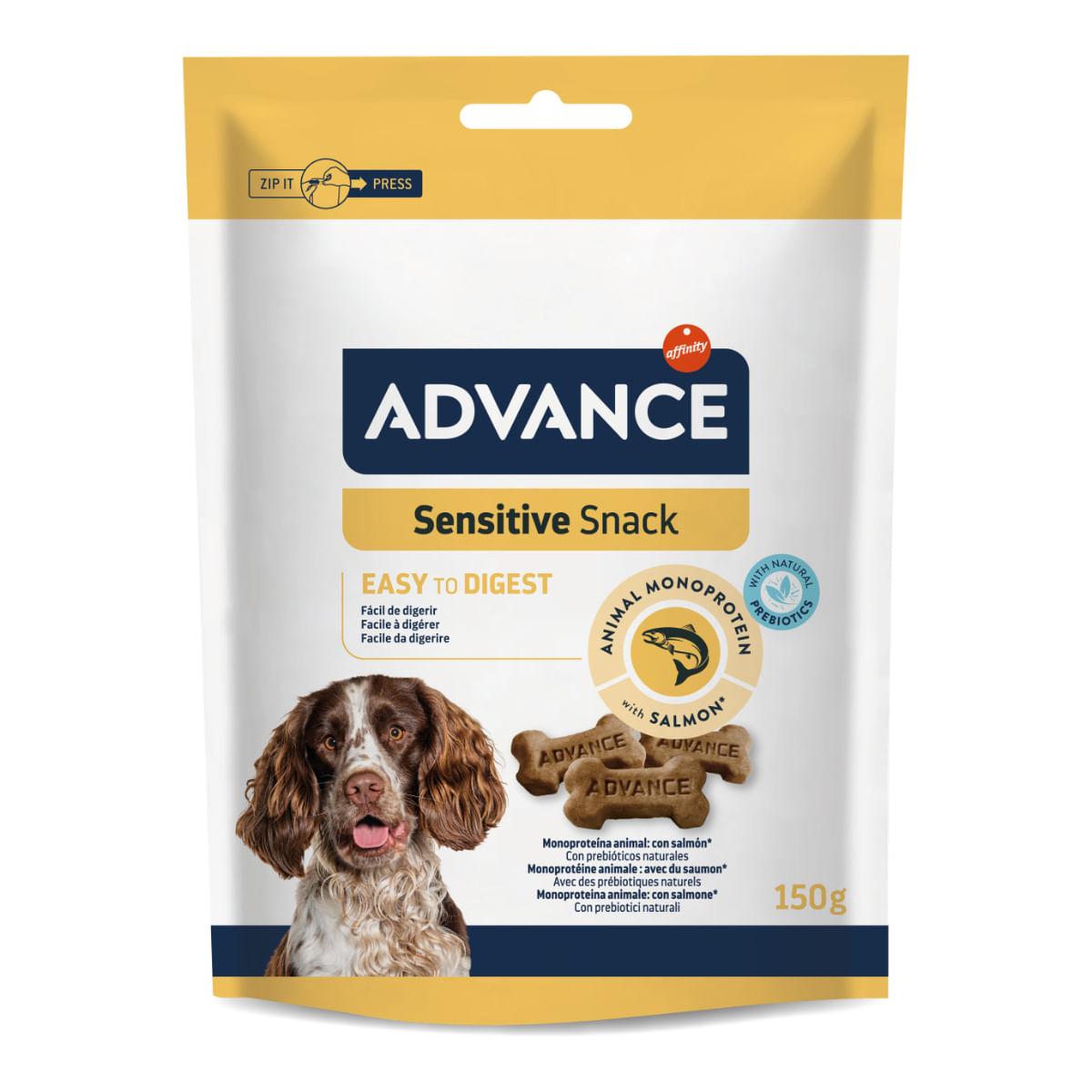 ADVANCE Sensitive Snack, XS-XL, Somon, hrană uscată câini, sistem digestiv, 150g - poza 1