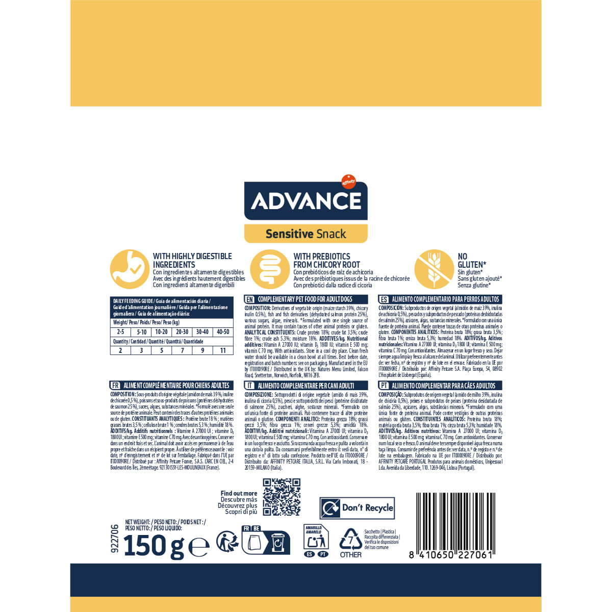 ADVANCE Sensitive Snack, XS-XL, Somon, hrană uscată câini, sistem digestiv, 150g - poza 4