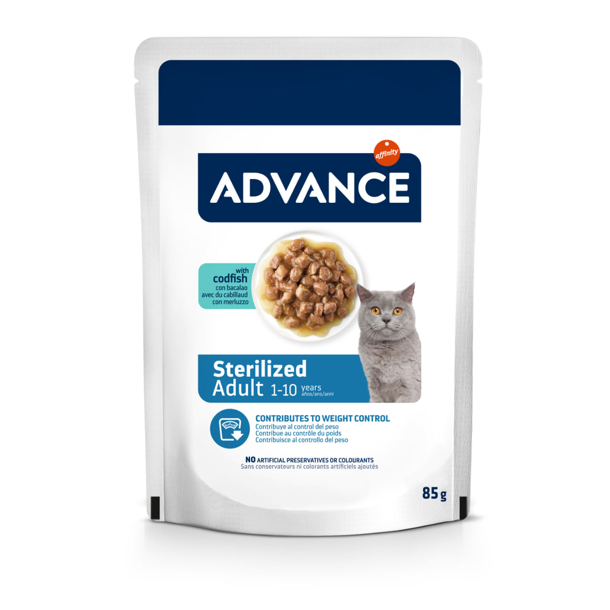ADVANCE Sterilised, Cod, plic hrană umedă pisici sterilizate, (în sos), 85g - poza 3