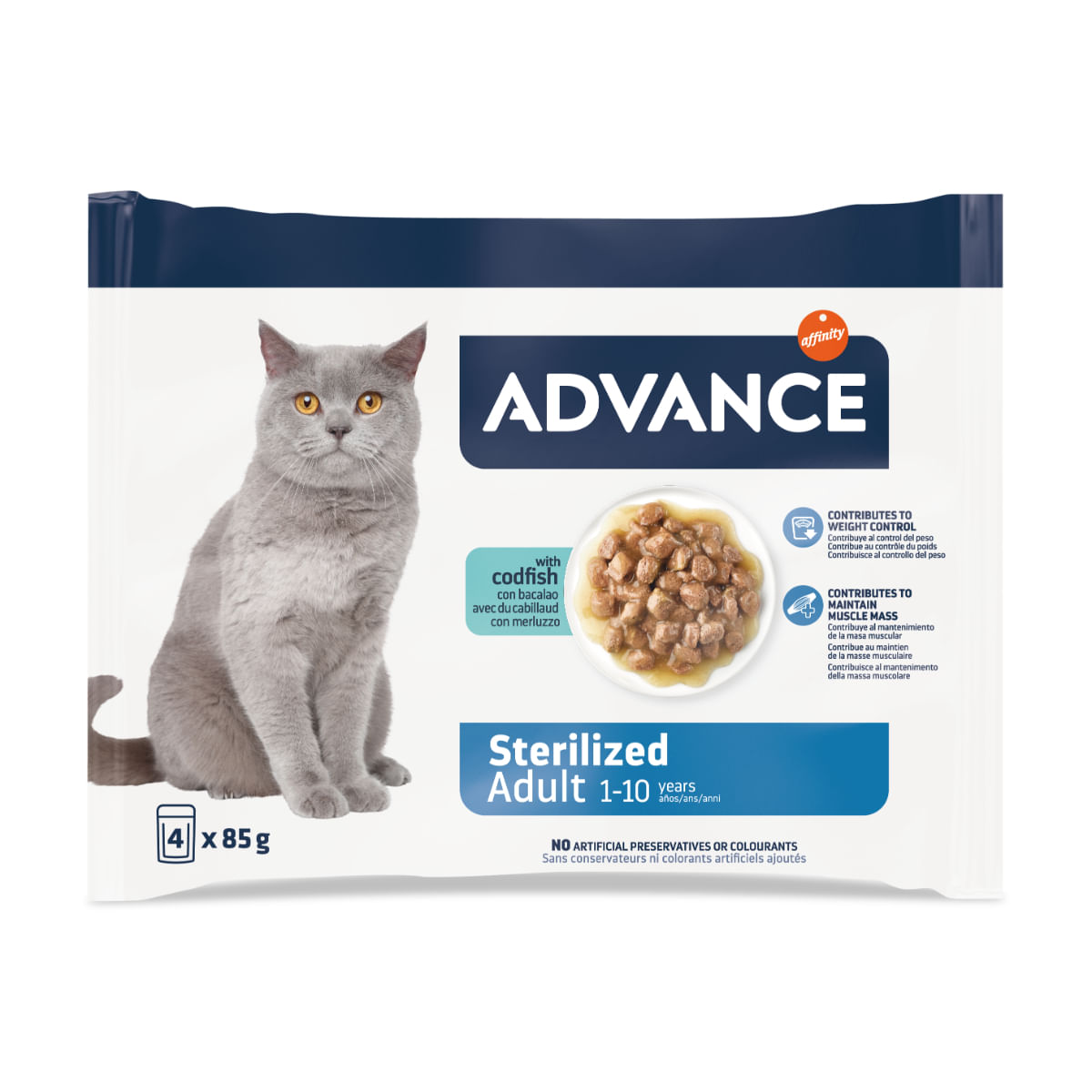 ADVANCE Sterilised, Cod, plic hrană umedă pisici sterilizate, (în sos), multipack, 85g x 4buc - poza 4