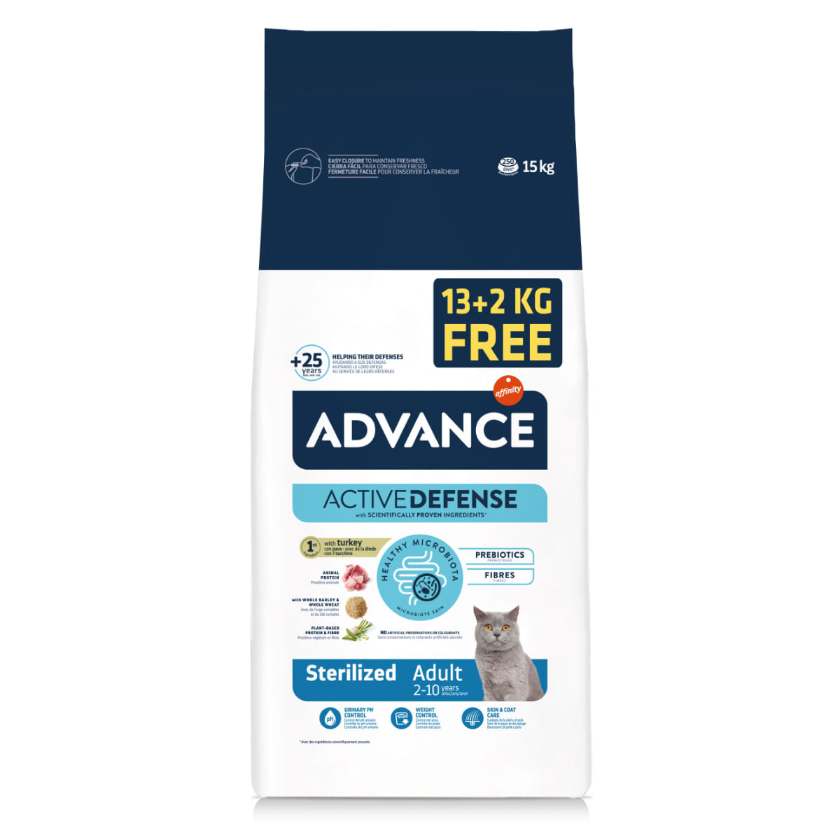 ADVANCE Sterilised, Curcan, hrană uscată pisici sterilizate, GRATUIT, 13 + 2KG - poza 2