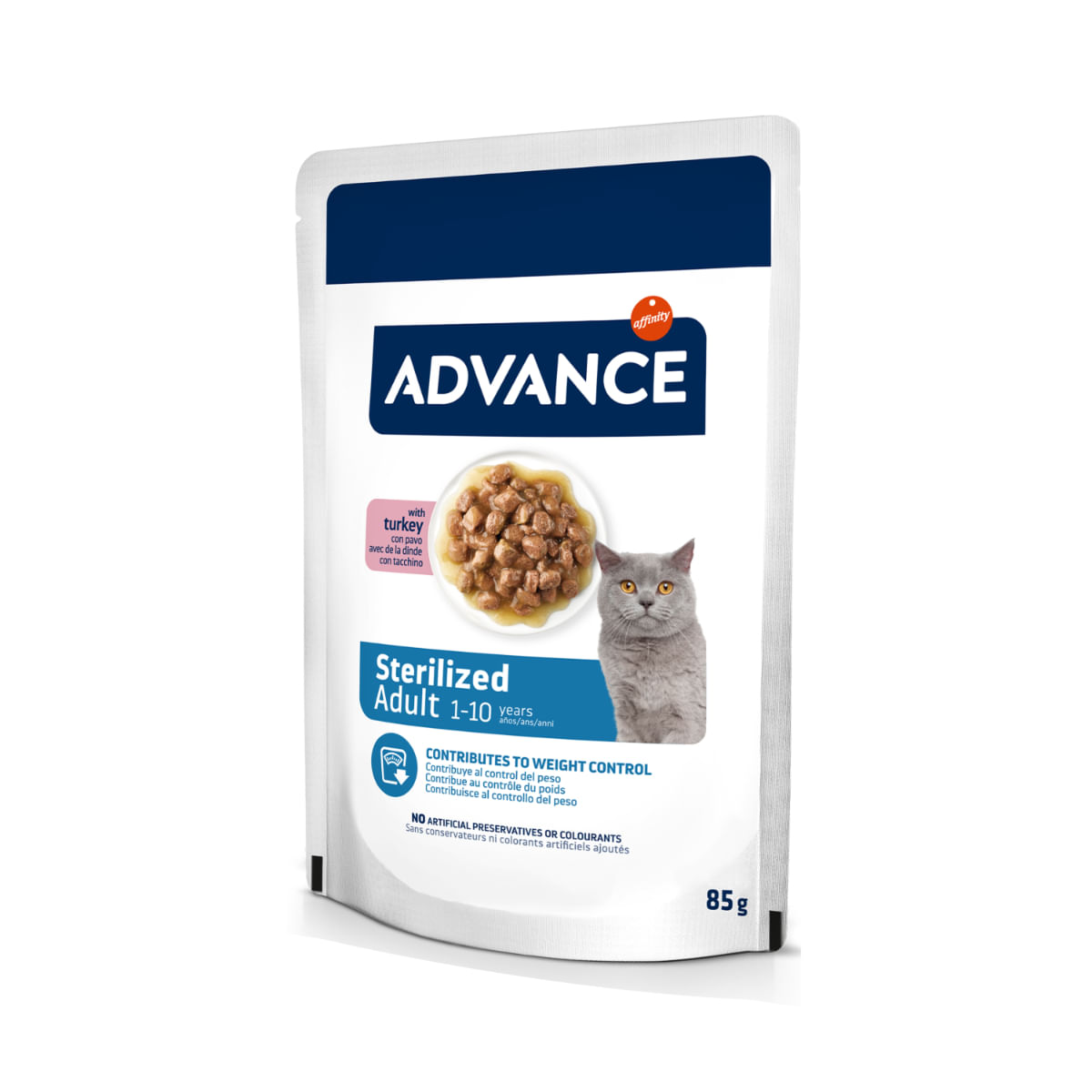 ADVANCE Sterilised, Curcan, plic hrană umedă pisici sterilizate, (în sos), 85g - poza 3