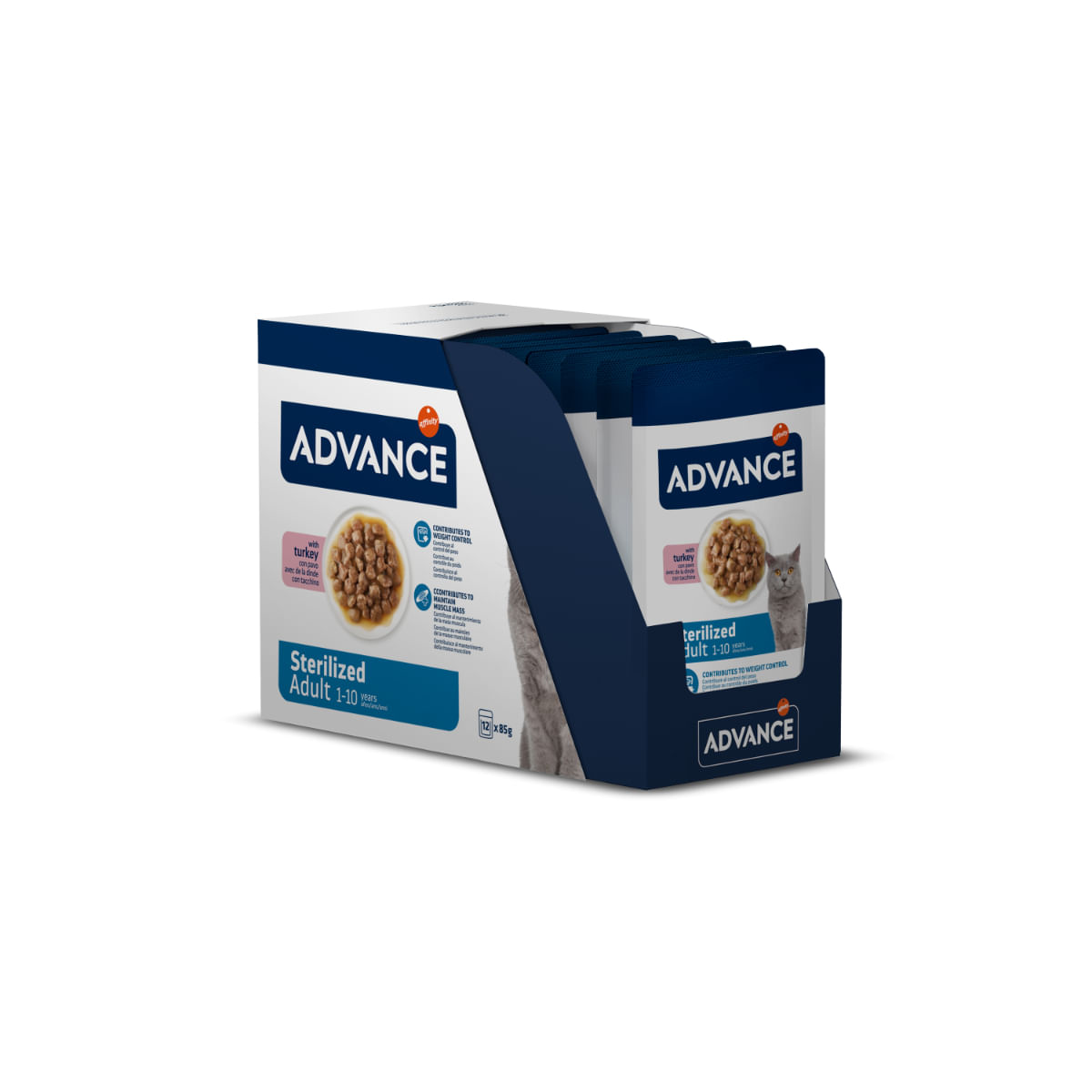 ADVANCE Sterilised, Curcan, plic hrană umedă pisici sterilizate, (în sos), bax, 85g x 12buc - poza 2
