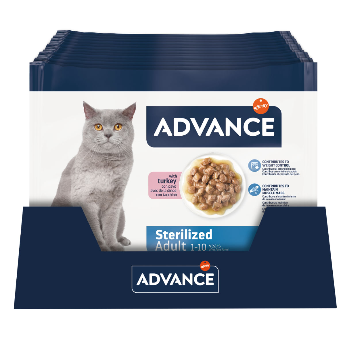 ADVANCE Sterilised, Curcan, plic hrană umedă pisici sterilizate, (în sos), multipack, 85g x 4buc - poza 3