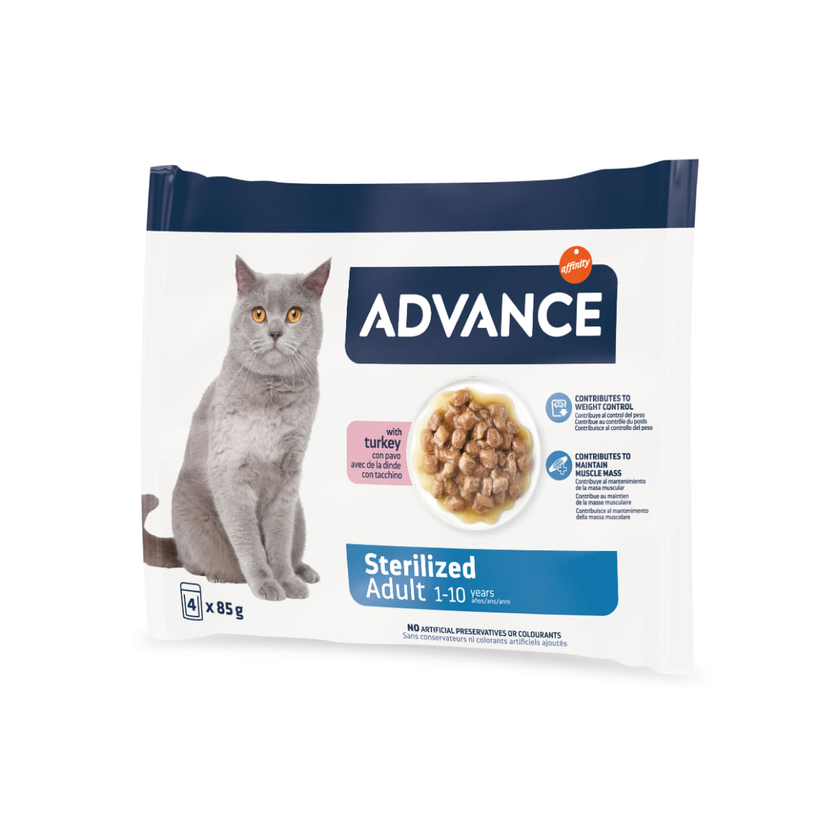 ADVANCE Sterilised, Curcan, plic hrană umedă pisici sterilizate, (în sos), multipack, 85g x 4buc - poza 4