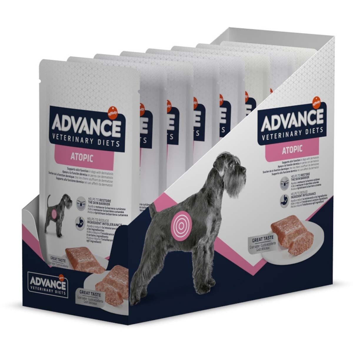 ADVANCE VETERINARY DIETS Atopic Derma Care, XS-XL, Curcan, dietă veterinară,, plic hrană umedă câini, piele & blană, (în aspic), bax, 150g x 8buc - poza 3