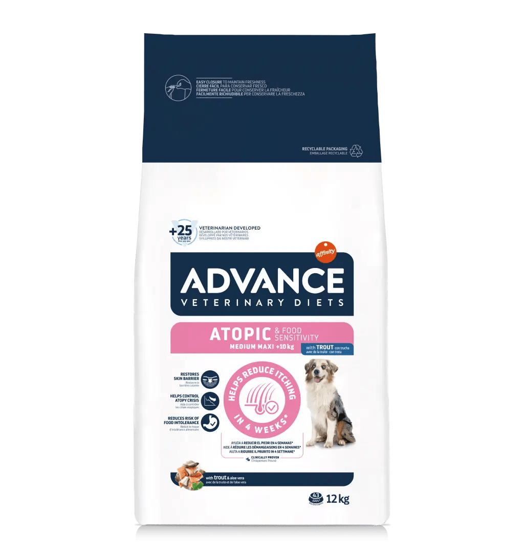 ADVANCE Veterinary Diets Dog Atopic Care, dietă veterinară, hrană uscată câini, afecțiuni dermatologice ADVANCE Veterinary Diets Atopic Medium/Maxi, M-L, dietă veterinară câini, hrană uscată, afecțiuni dermatologice, 12kg - poza 2