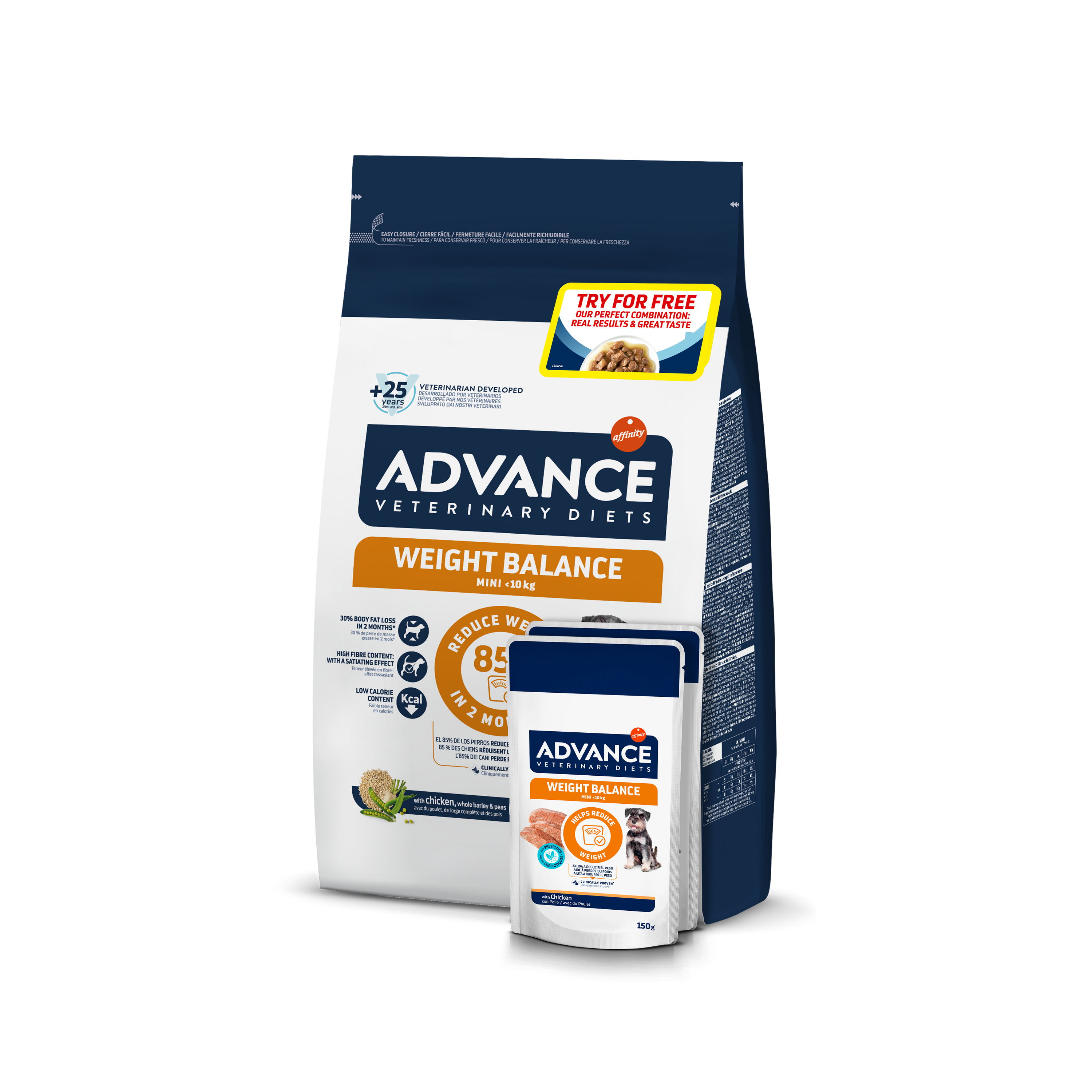 Dieta Veterinare Caini, Advance Veterinary Diets Dog Weight Balance Mini, 1.5 kg + 2x Advance Veterinary Diets Dog Weight Balance, 150 g