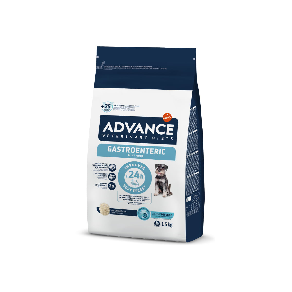 ADVANCE VETERINARY DIETS Gastroenteric Mini, XS-S, Pasăre, dietă veterinară, hrană uscată câini junior & adult, sistem digestiv, 1.5kg - poza 1