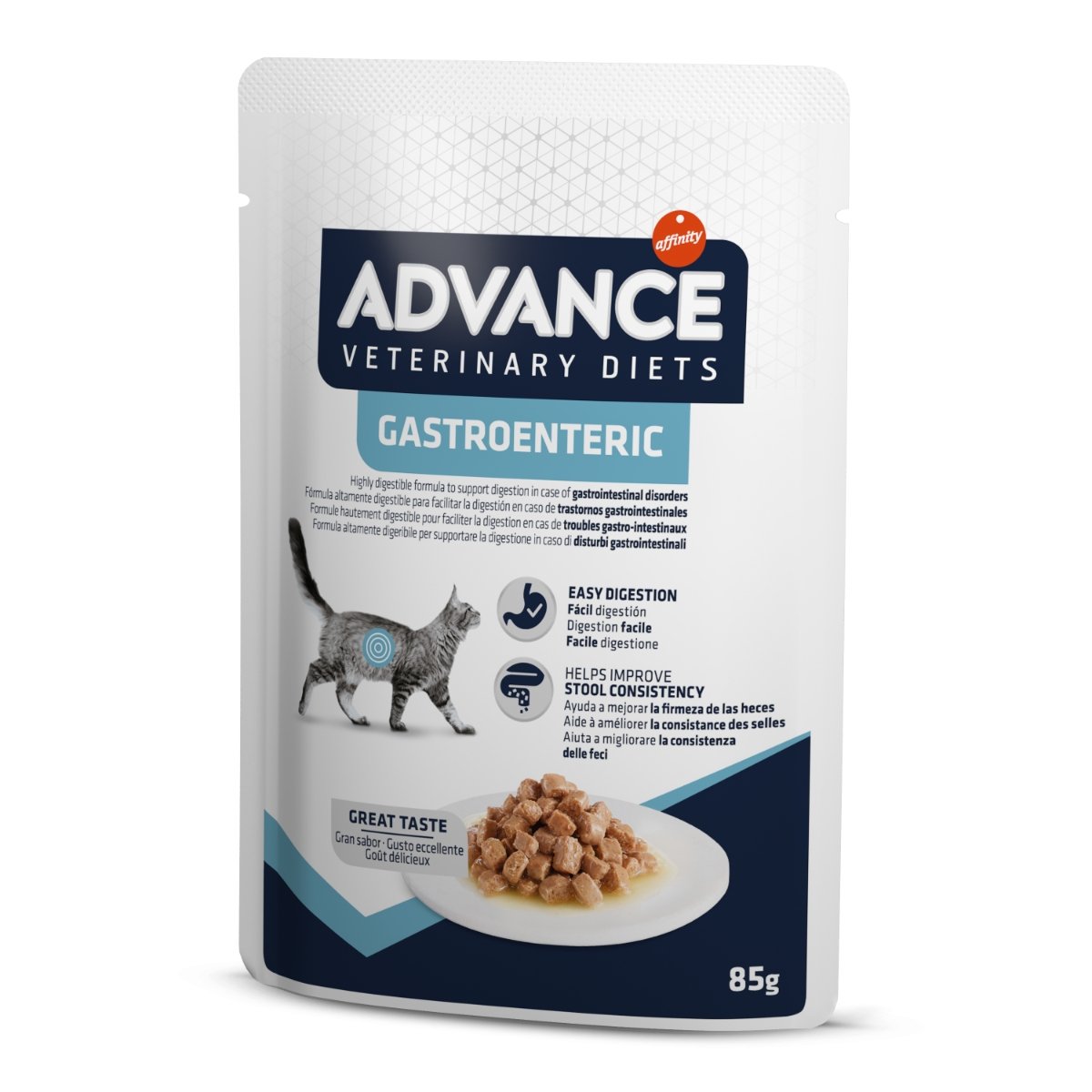 ADVANCE VETERINARY DIETS Gastroenteric, Pui, dietă veterinară,, plic hrană umedă pisici junior & adult, sistem digestiv, (în sos), bax, 85g x 12buc - poza 1
