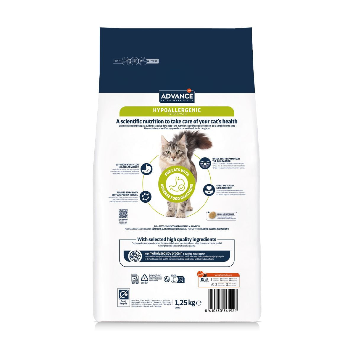 ADVANCE VETERINARY DIETS Hypoalergenic, Pește, hrană uscată pisici, alergii, 1.25kg - poza 3