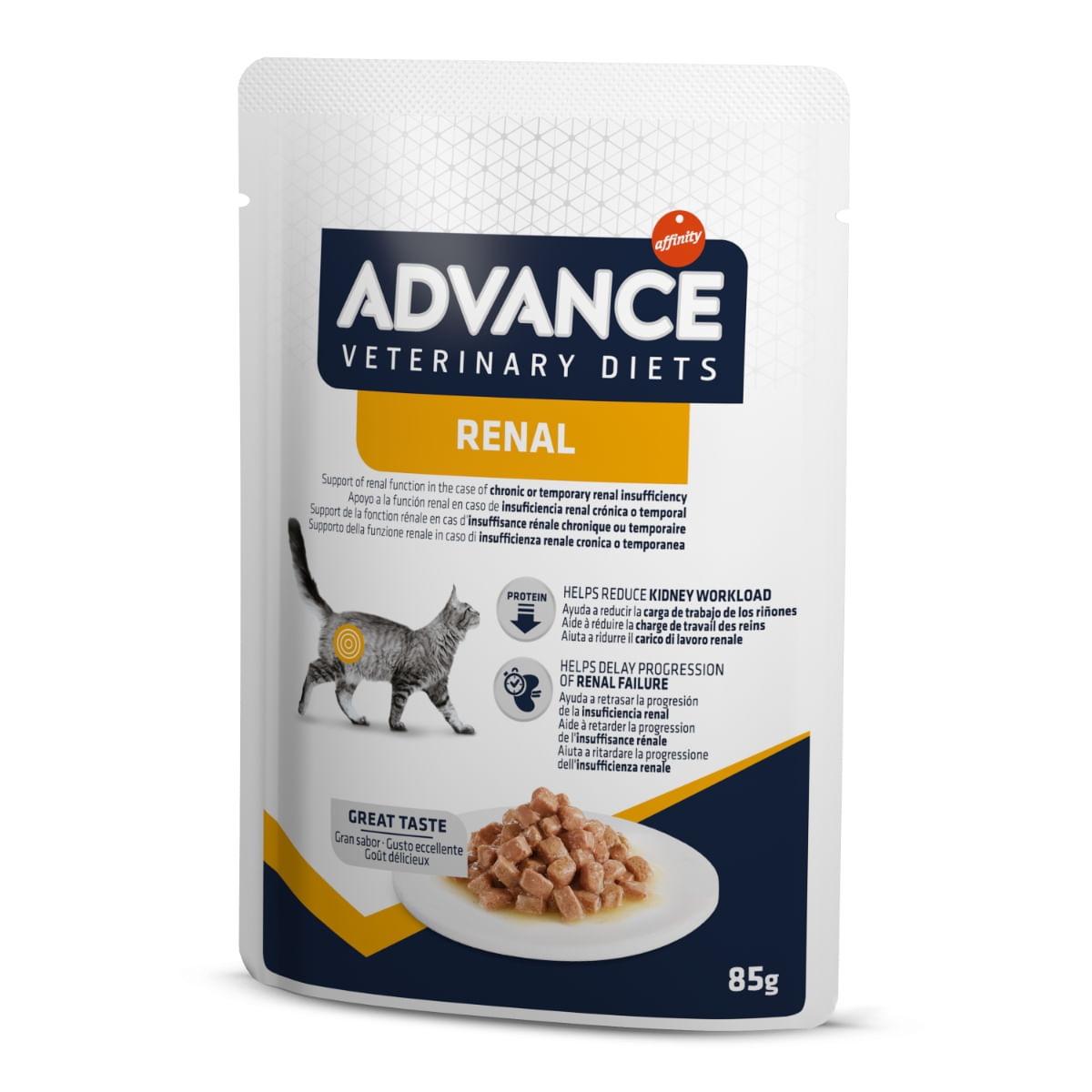 ADVANCE VETERINARY DIETS Renal, Pui, dietă veterinară,, plic hrană umedă pisici, sistem renal, (în sos), bax, 85g x 12buc - poza 1