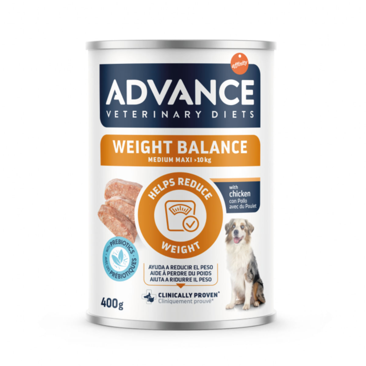 ADVANCE VETERINARY DIETS Weight Balance Medium & Maxi, M-XL, Pui, dietă veterinară, conservă hrană umedă câini, obezitate, (pate), 400g - poza 2