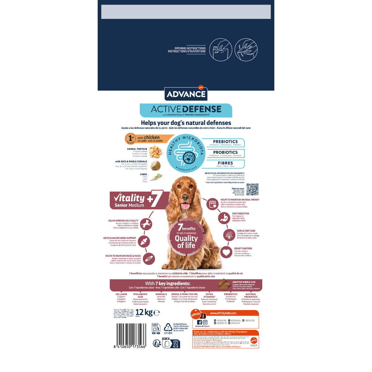 ADVANCE Vitality +7 Medium, M, Pui, hrană uscată câini senior, 12kg - poza 5