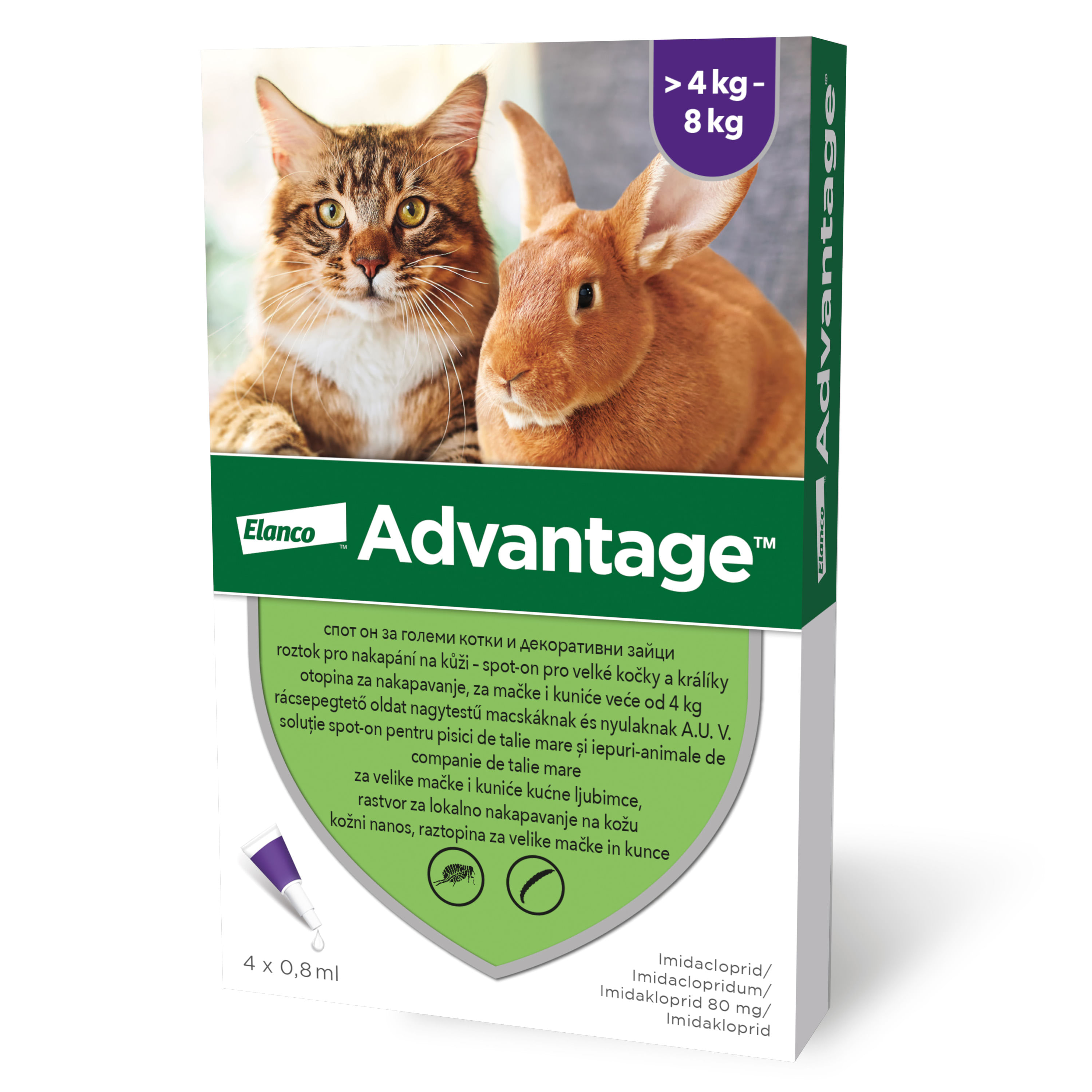 Advantage Pisica/Iepure 80, > 4 kg, 4 pipete - poza 2