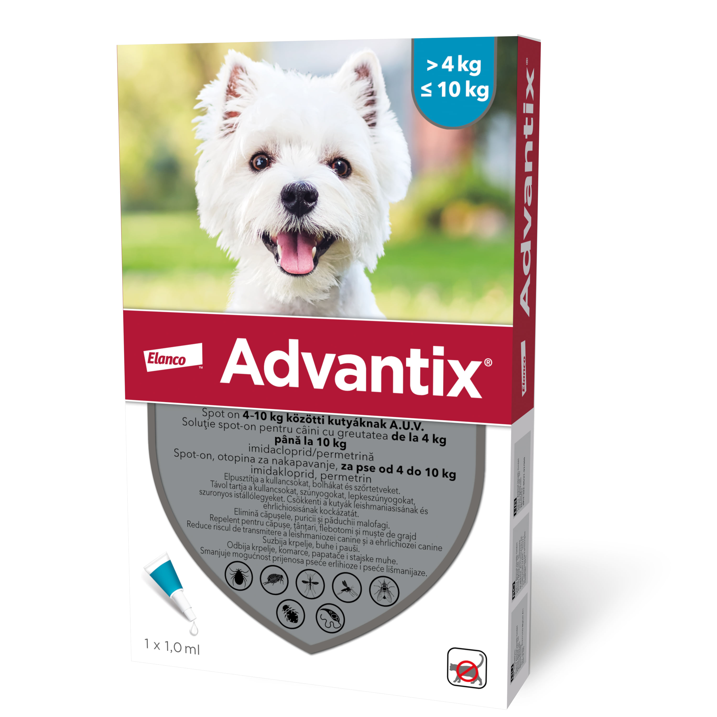 ADVANTIX, deparazitare externă câini, pipetă repelentă ADVANTIX 100, deparazitare externă câini, pipetă repelentă, S(4 - 10kg), 1buc - poza 2