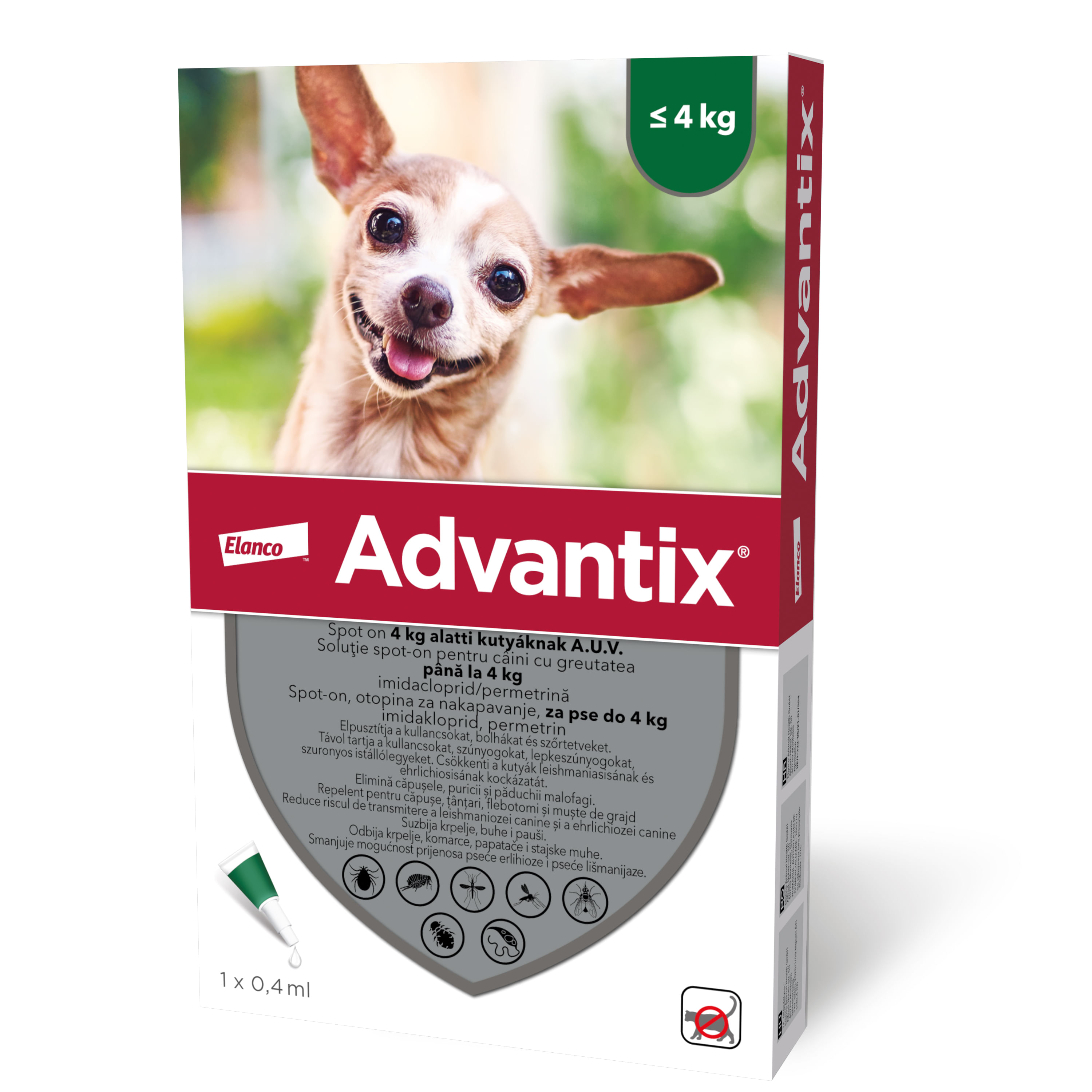 ADVANTIX, deparazitare externă câini, pipetă repelentă ADVANTIX 40, deparazitare externă câini, pipetă repelentă, XS(1.5 - 4kg), 1buc - poza 2