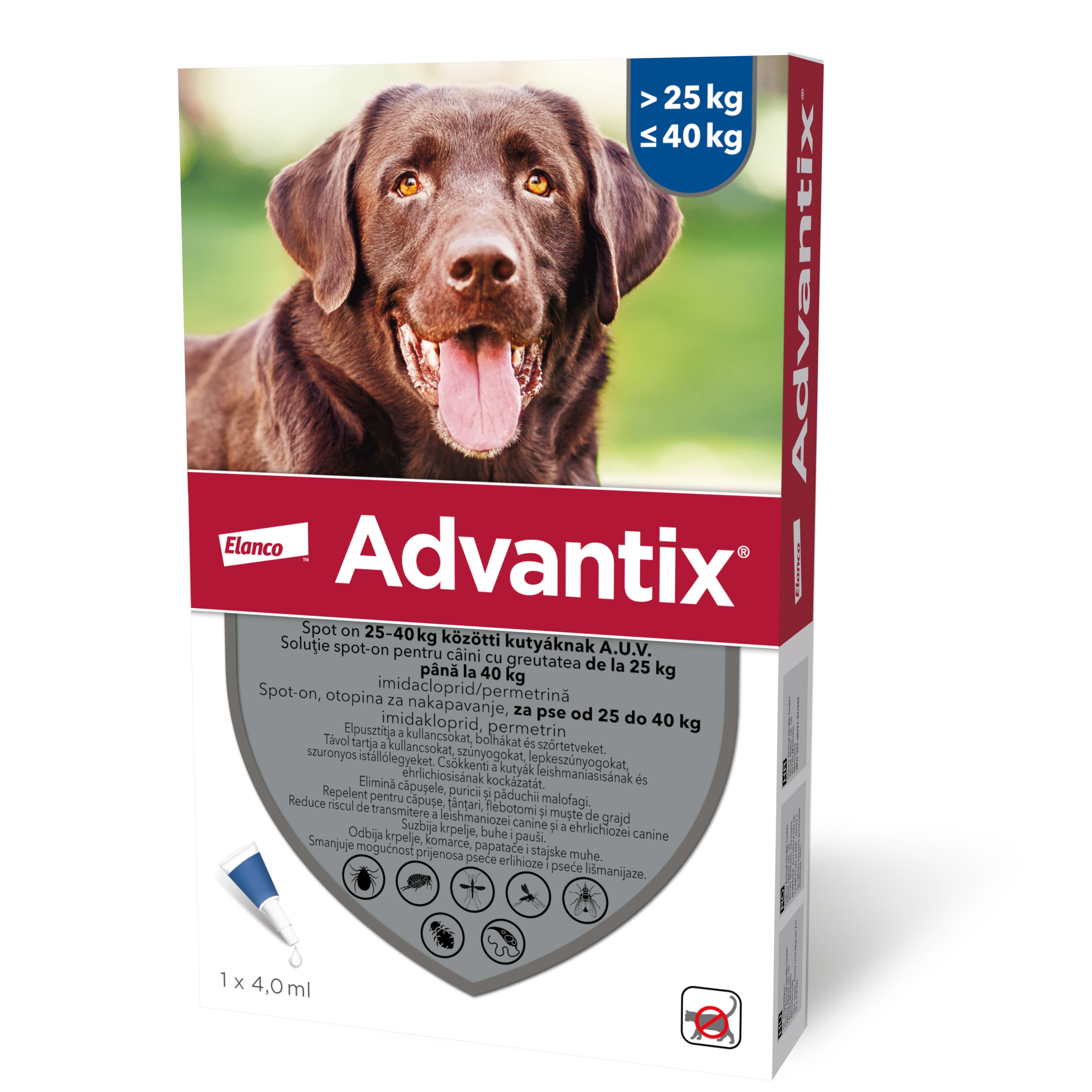 ADVANTIX, deparazitare externă câini, pipetă repelentă ADVANTIX 400, deparazitare externă câini, pipetă repelentă, L(25 - 40kg), 1buc - poza 2
