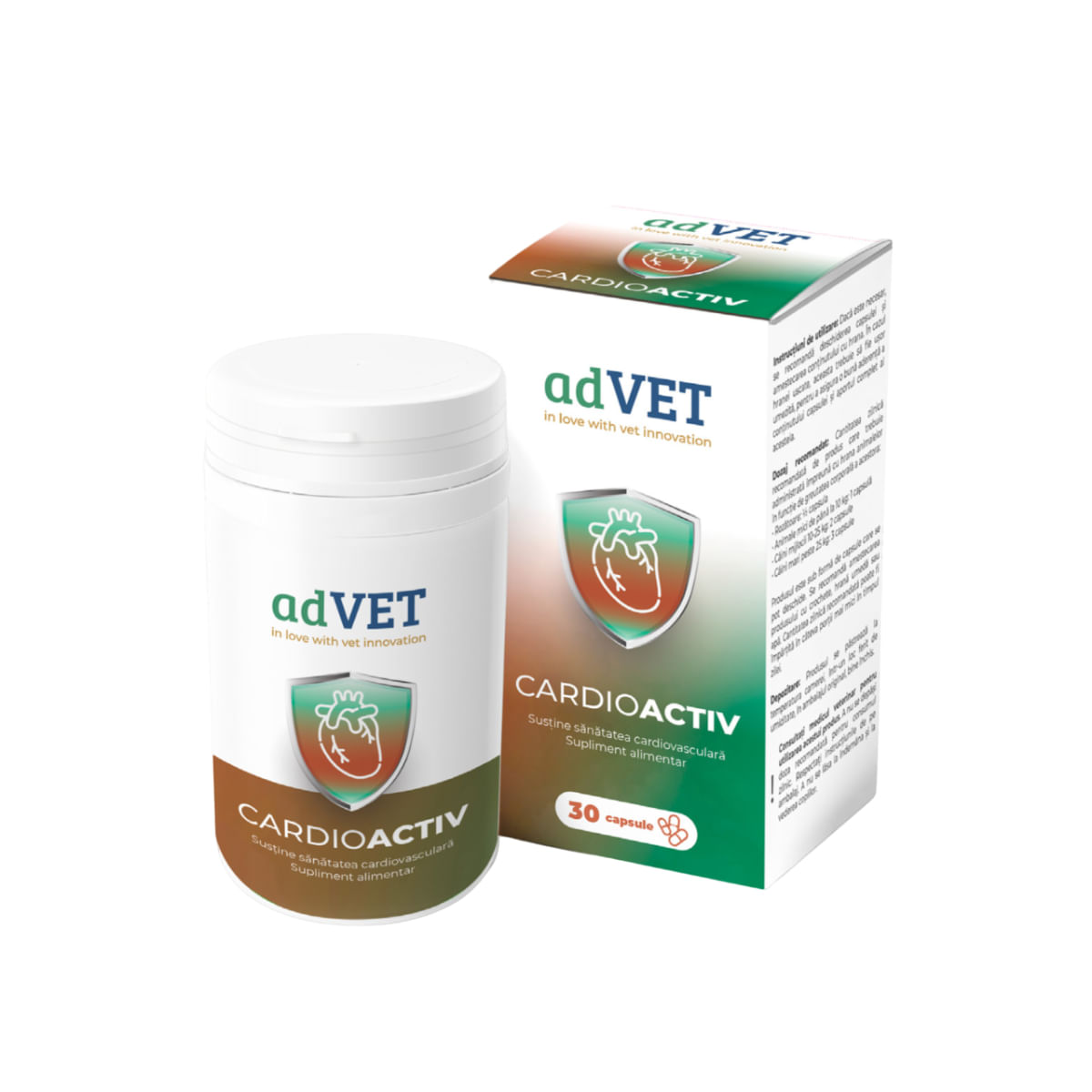 ADVET CardioActiv, supliment sistem cardio-vascular câini, capsule ADVET CardioActiv, XS-XL, supliment sistem cardio-vascular câini și pisici, flacon, 30 capsule - poza 2