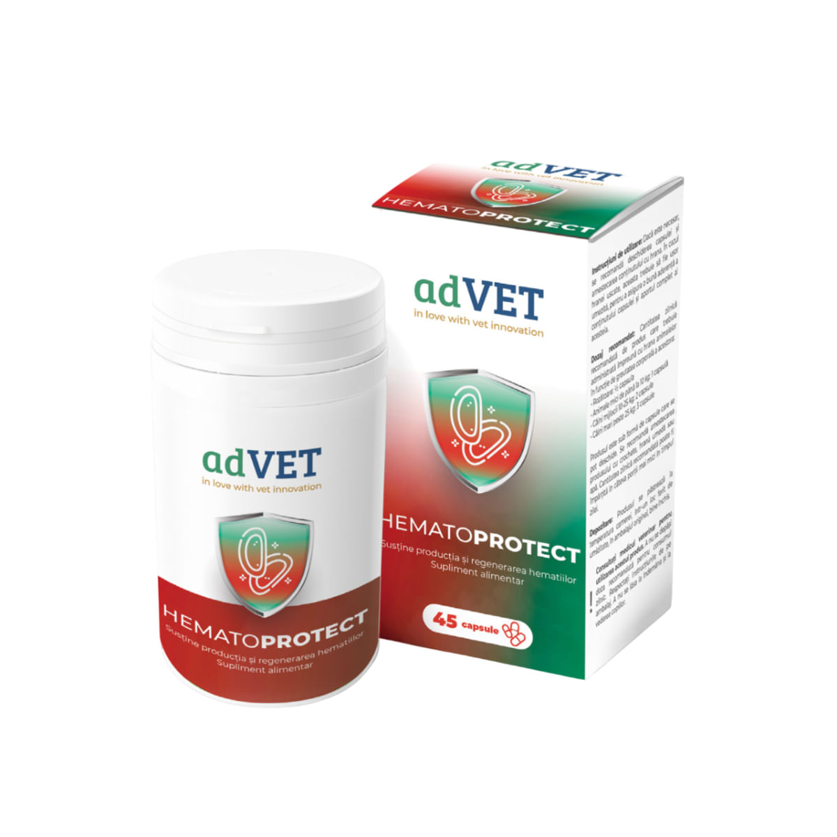 ADVET HematoProtect, supliment sistem cardio-vascular câini, capsule ADVET HematoProtect, XS-XL, supliment sistem cardio-vascular câini și pisici, flacon, 45 capsule - poza 2