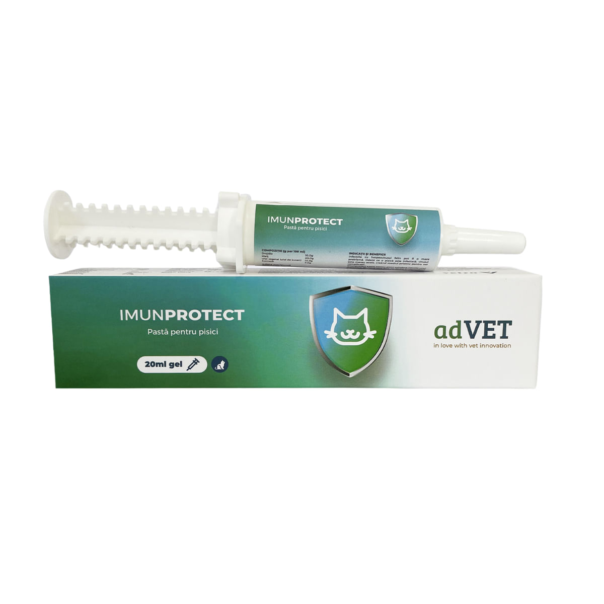 ADVET ImunProtect, supliment sistem imunitar pisici, pastă orală ADVET ImunProtect, supliment sistem imunitar pisici, flacon cu aplicator, 20ml pastă orală - poza 1